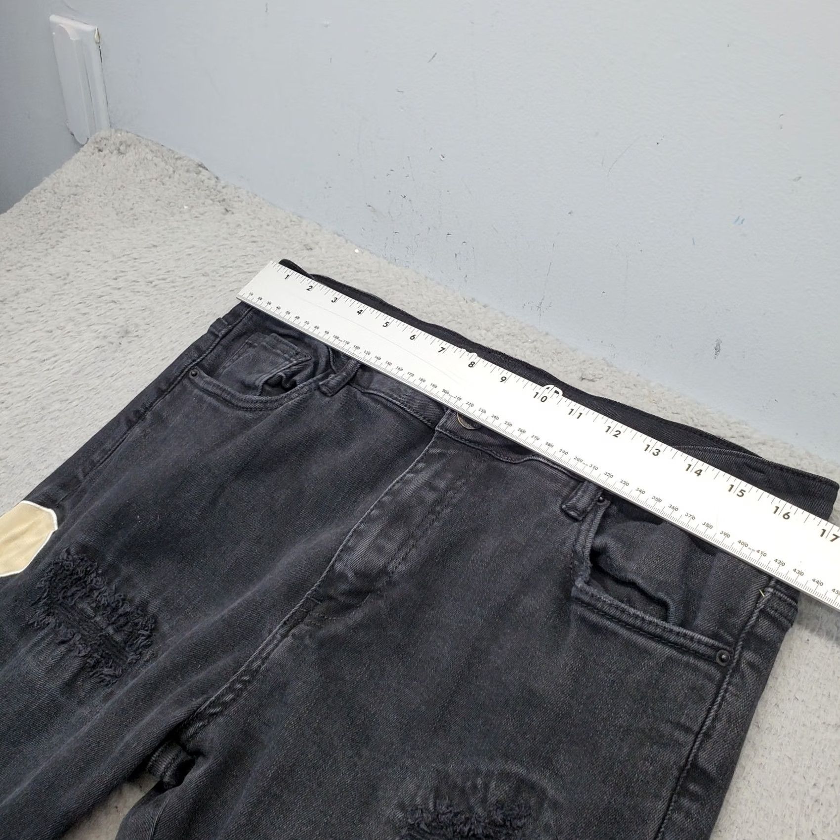 Denime Crysp Denim Skeleton Jeans Men 36 Black Stretch Distressed Bone Patch Slim Fit Size US 36 / EU 52 - 5 Thumbnail