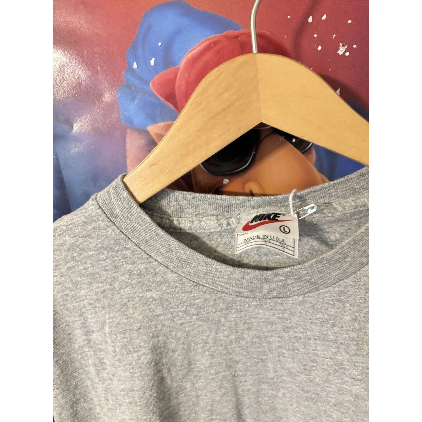 Nike vintage nike made in usa grey plain logo T-shirt black Sz L Size US L / EU 52-54 / 3 - 5 Thumbnail