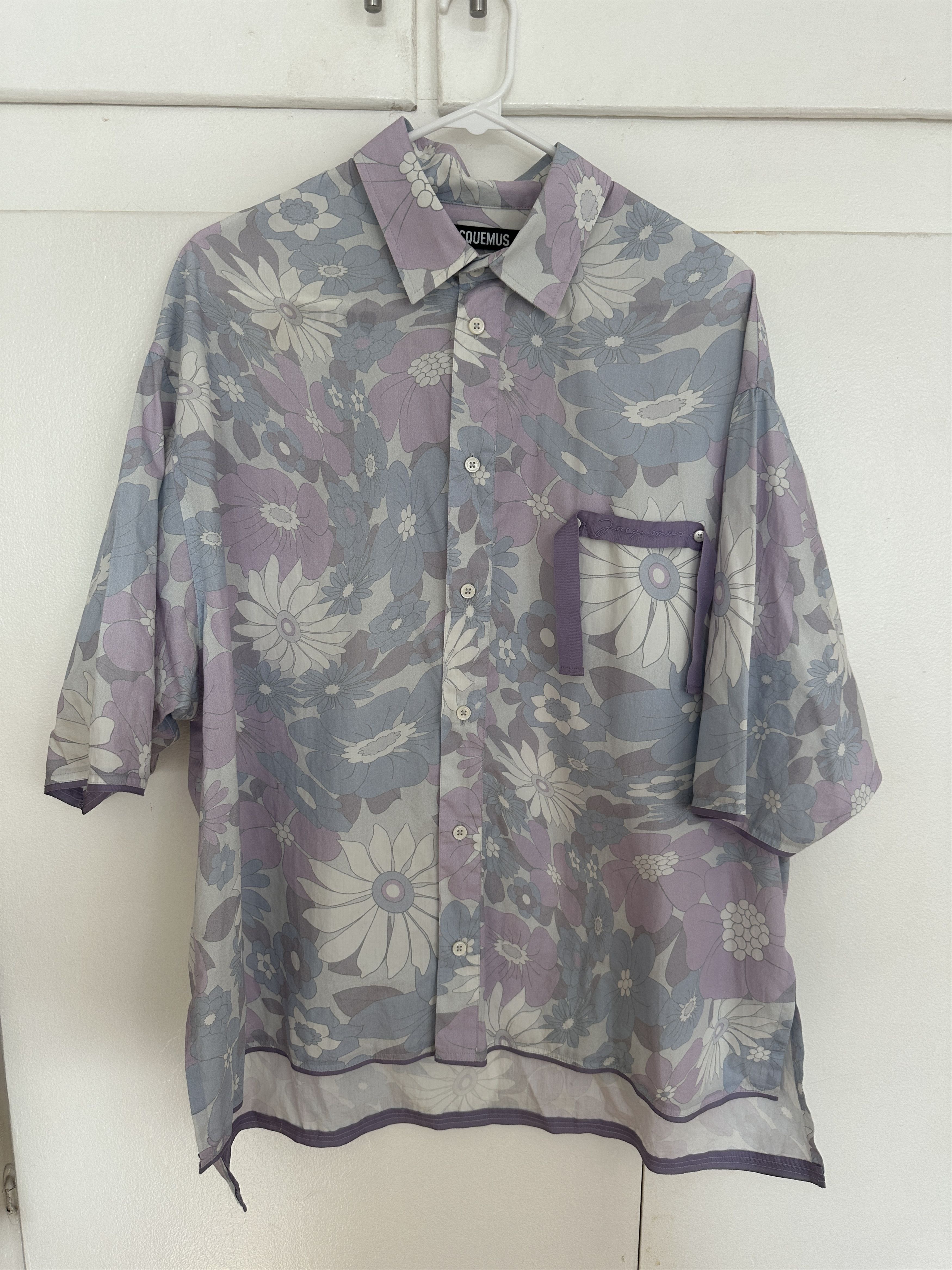 Jacquemus Multicolor Le Papier a Chemise Cabri In Print Faded Flowers Size US S / EU 44-46 / 1 - 2 Thumbnail