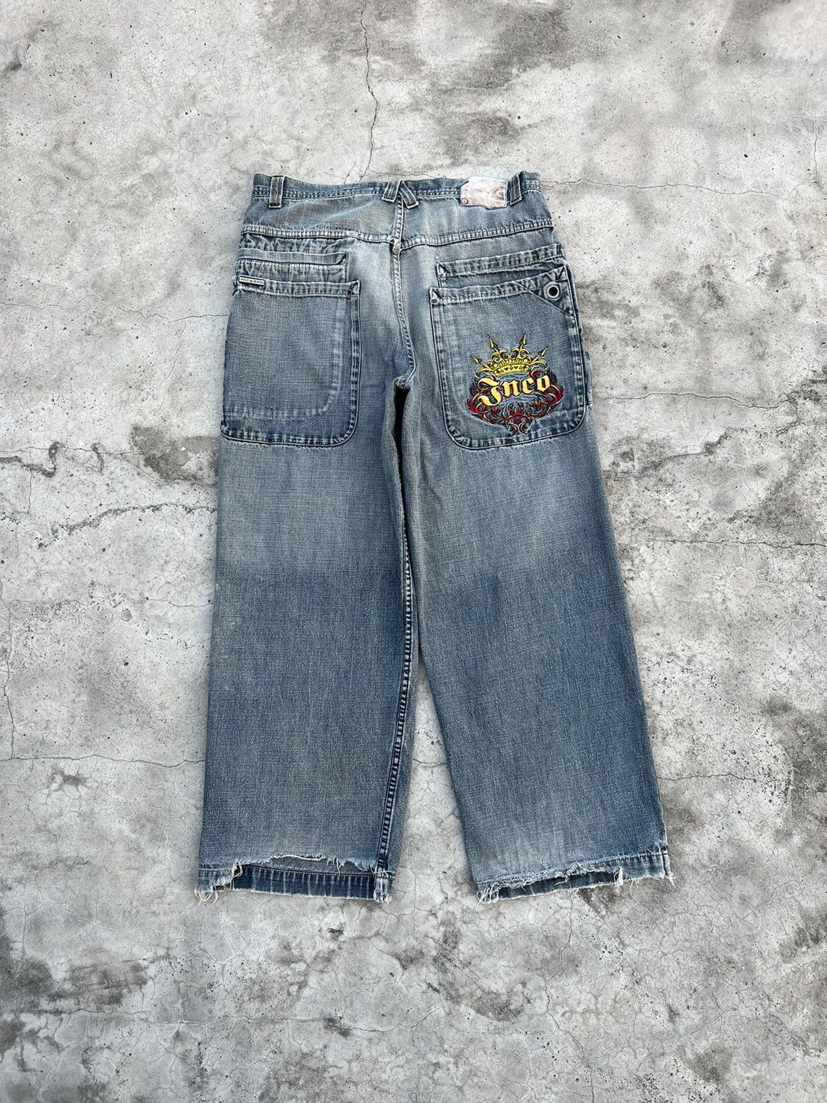 image of Late 2000S VTG Jnco Graffiti Logo Triba in Blue, Men's (Size 38)