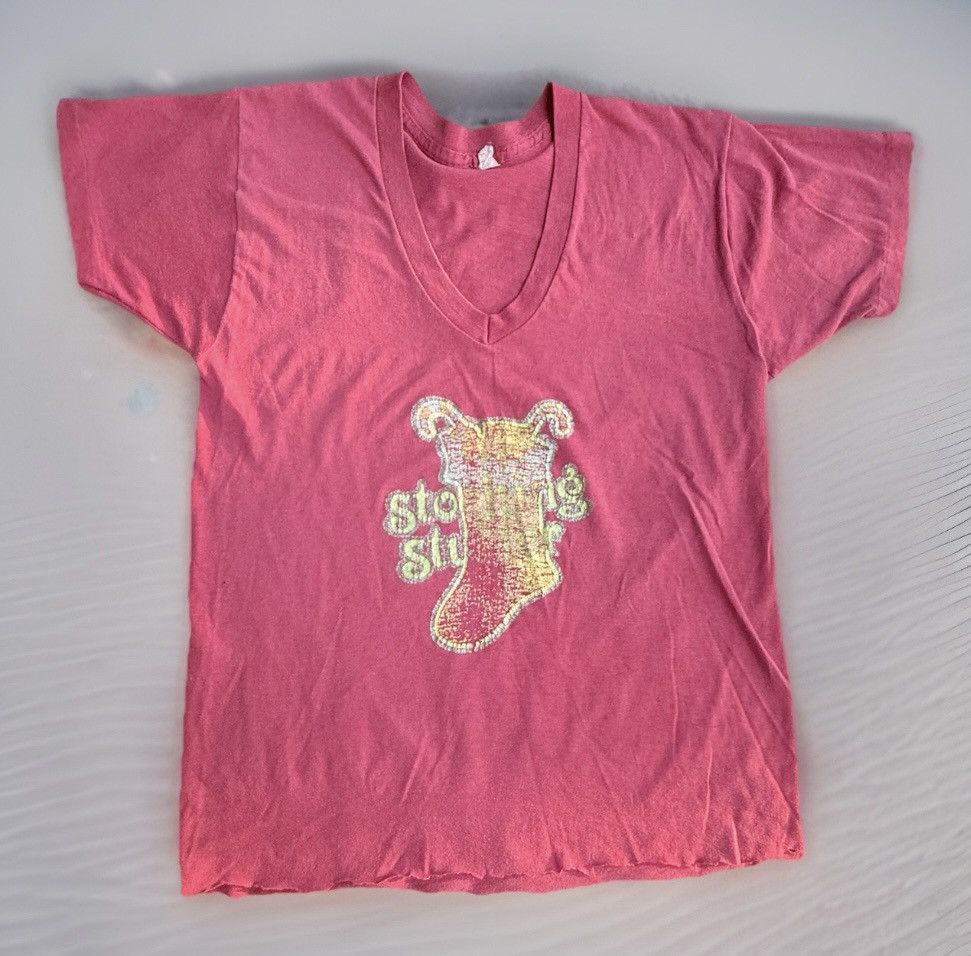 Other 1970s "Stocking Stuffer" Thrashed V-Neck Tee - Raw Hem Shirt Size M / US 6-8 / IT 42-44 - 1 Thumbnail