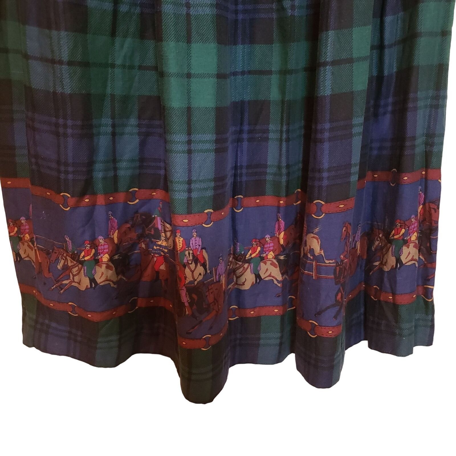 Vintage Vintage Horseracing Midi Skirt Womens Size 6 Green Blue West Size 28" / US 6 / IT 42 - 9 Thumbnail