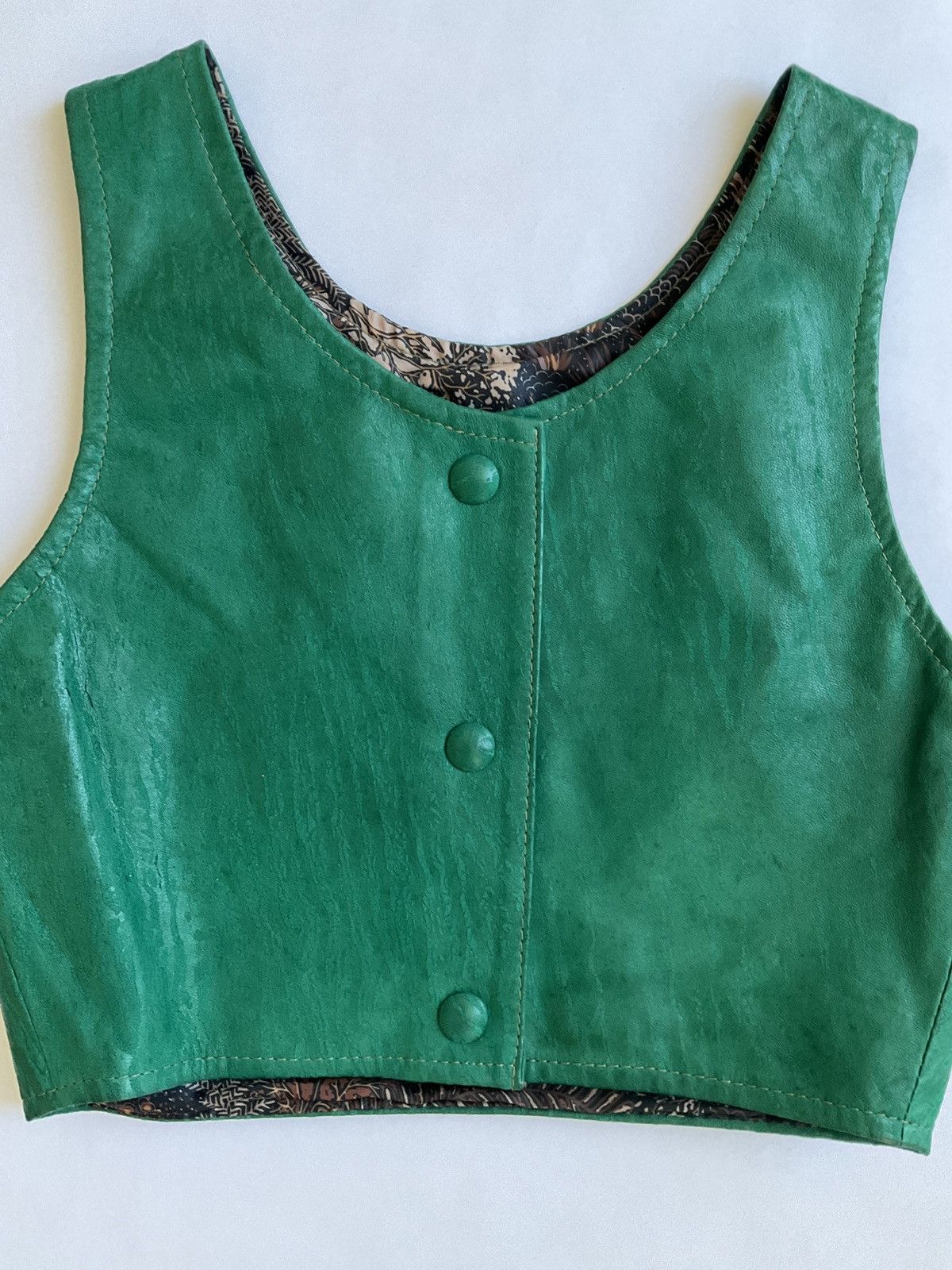 Vintage 90’s green leather vest Size S / US 4 / IT 40 - 2 Thumbnail