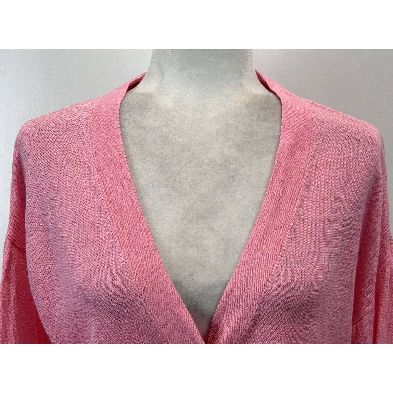 Talbots Talbots 100% Linen Cardigan Sweater Medium Pink V-Neck Womens Casual Classic Preppy Size M / US 6-8 / IT 42-44 - 5 Thumbnail