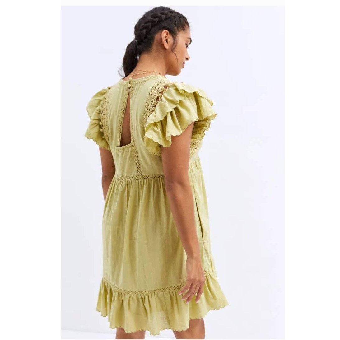Anthropologie New Anthropologie Ruffled Lace Mini Dress $160 X-SMALL XS/S Size XS / US 0-2 / IT 36-38 - 3 Thumbnail