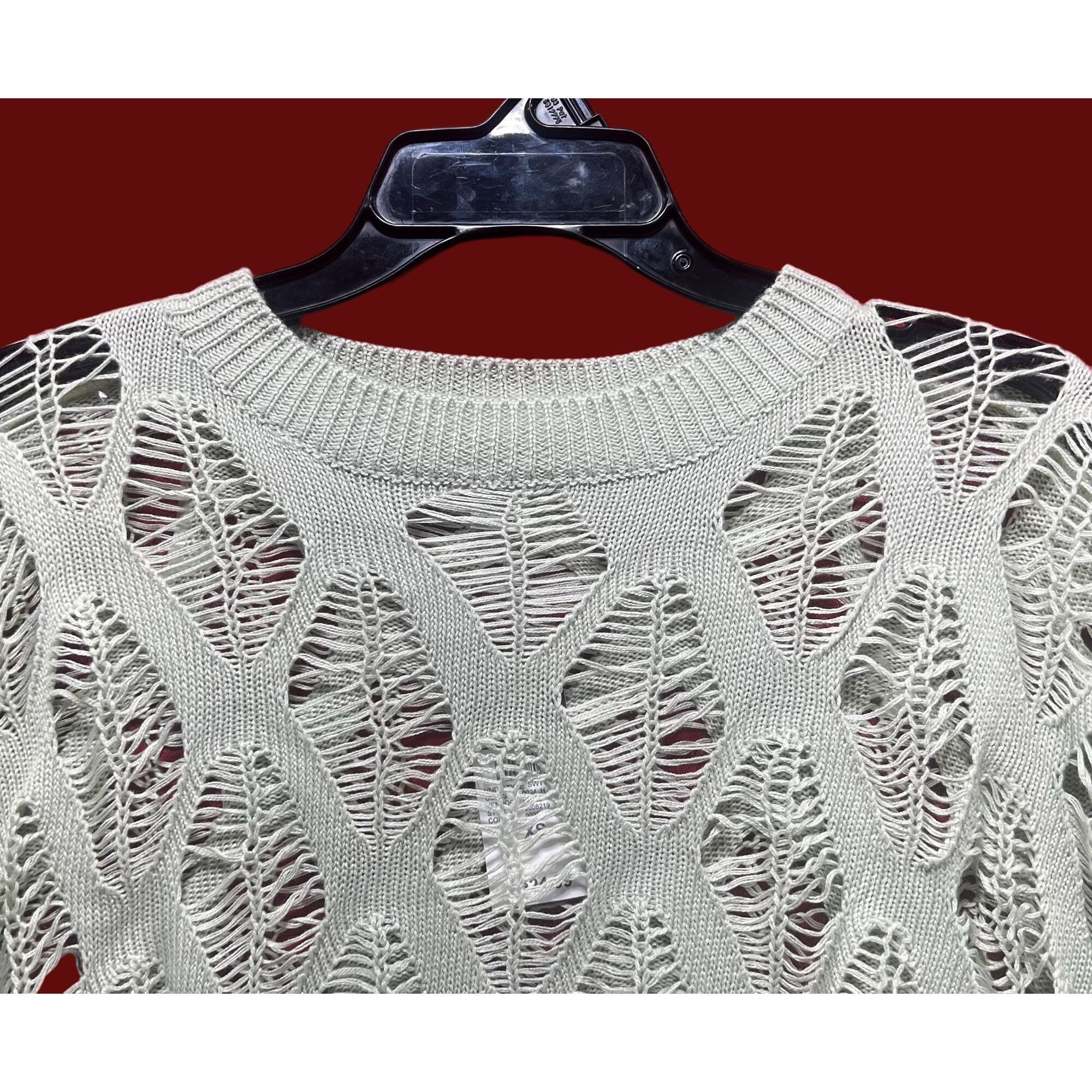 rue21 Rue 21 - Women's Openwork Knit Cropped Sweater - Pastel Gree Size XS / US 0-2 / IT 36-38 - 10 Thumbnail