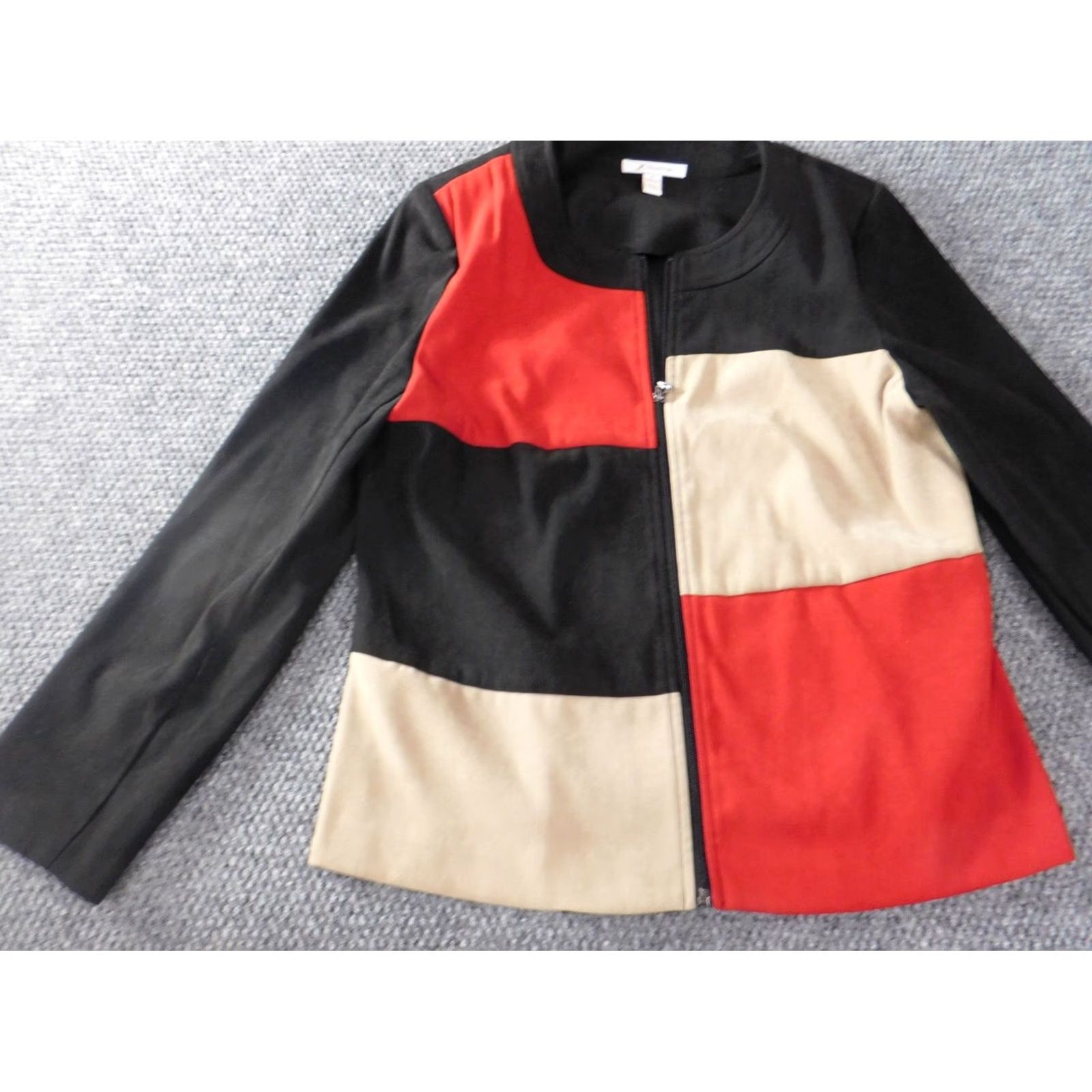 JM Collection JM Collection Womens Jacket 12 Red Full Zip Casual Stretch Jacket Women Long Sleeve Solid Red Embroidered Peanuts Fall Spring Regular Size 12 Mens? Size XL / US 12-14 / IT 48-50 - 3 Thumbnail