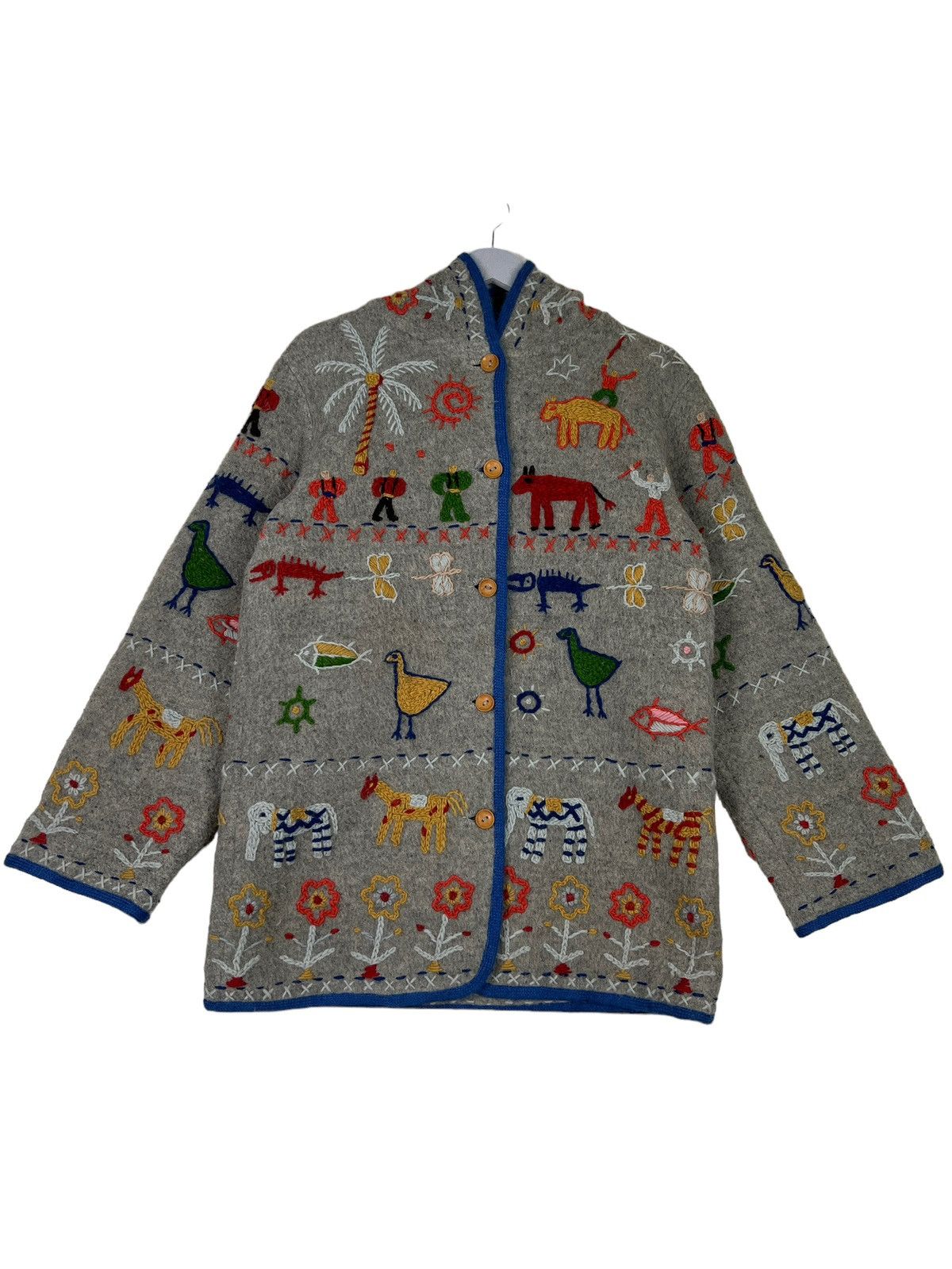 Japanese Brand 🔥 TARGA EMBROIDERY PRIMETIVE MOTIVE WOOL JACKET Size US S / EU 44-46 / 1 - 2 Thumbnail