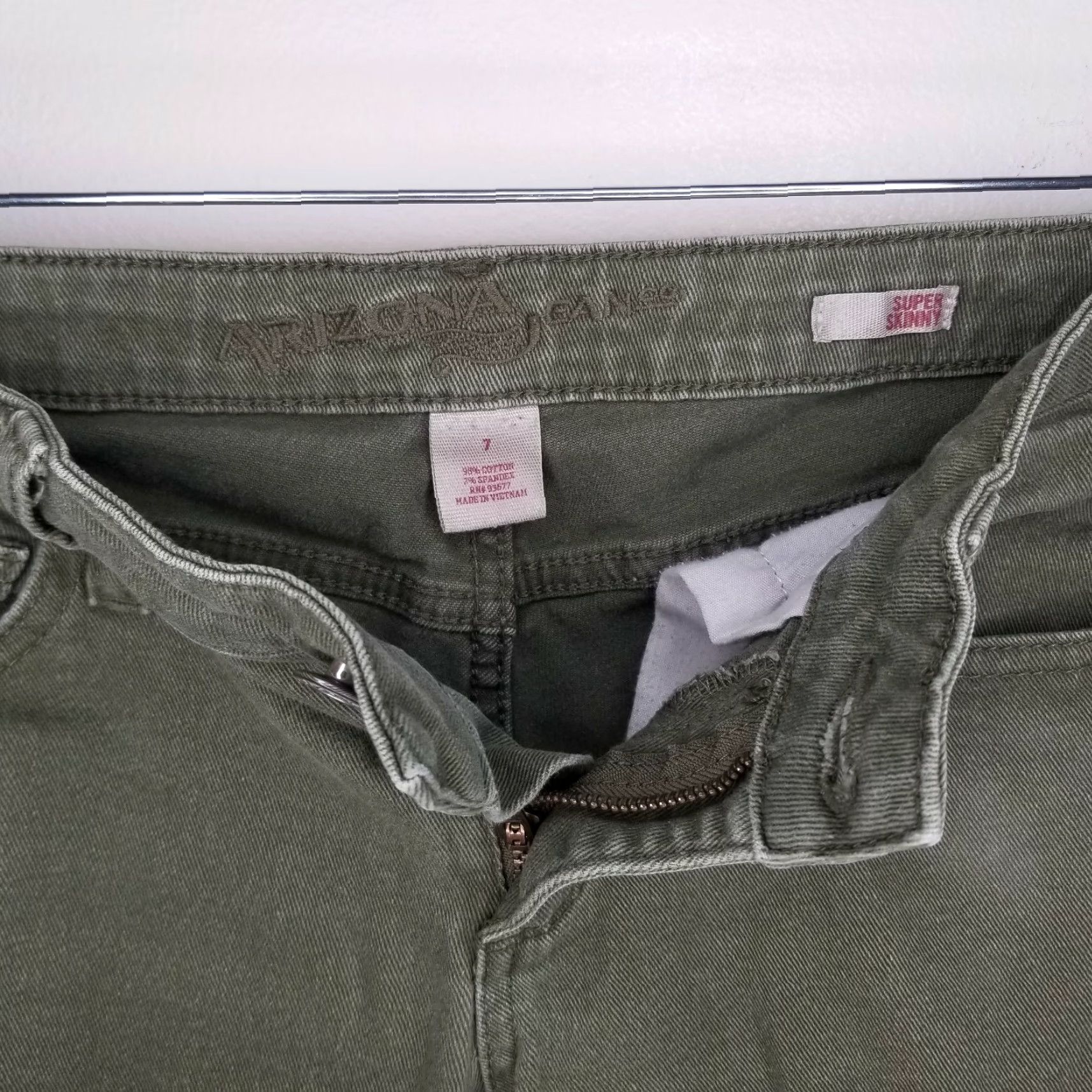 Vintage Arizona Jeans Jeans Skinny Distressed Green Size 7 Womens Size 28" / US 6 / IT 42 - 4 Thumbnail