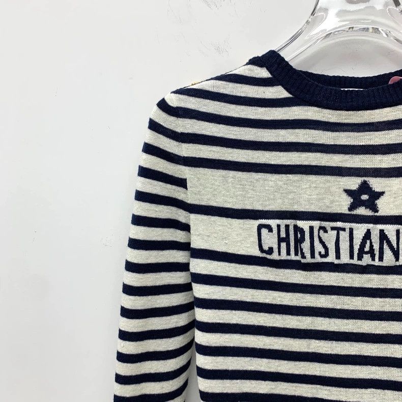 Dior Dior Color-blocked striped logo letter inlaid linen round-n Size XXS / US 00 / IT 34 - 3 Thumbnail
