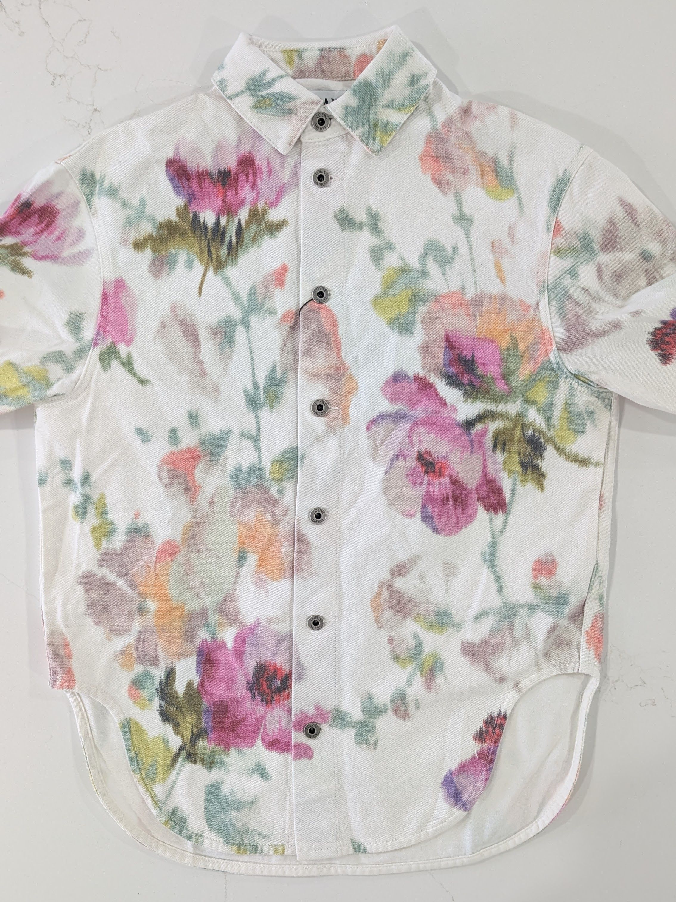 Loewe Loewe Floral Denim Overshirt Jacket White Multicolor IT 38 L Size L / US 10 / IT 46 - 3 Thumbnail