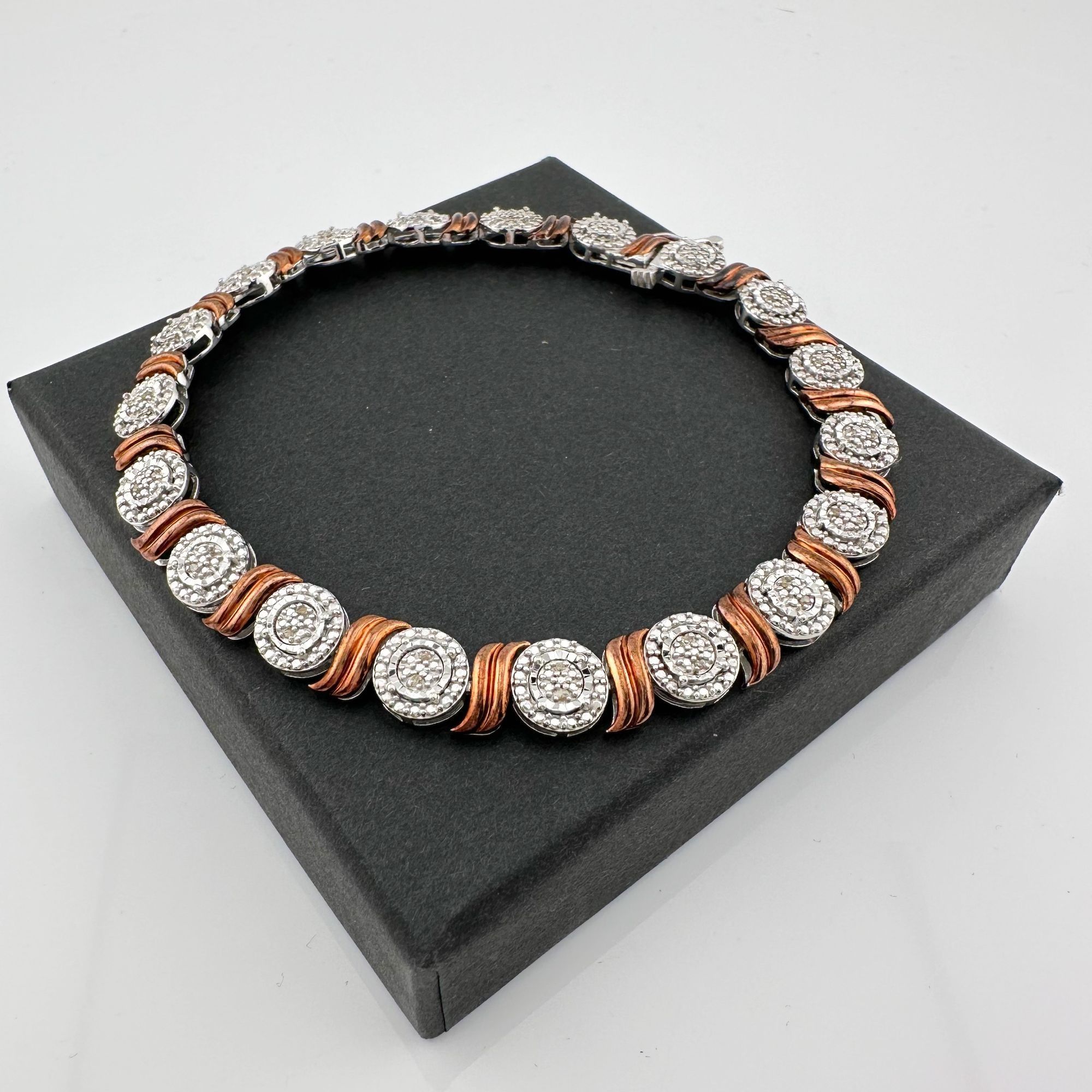 Other Beautiful Rose Gold Overlaying Sterling Diamond Bracelet Size ONE SIZE - 14 Thumbnail