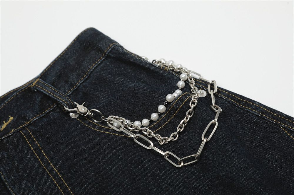 Japanese Brand × Jean Men's street washed loose casual chain cutlass jeans y2k Size US 32 / EU 48 - 5 Thumbnail