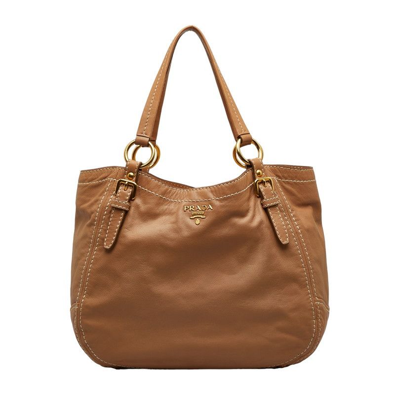 image of Prada Leather Shoulder Bag in Brown, Women's