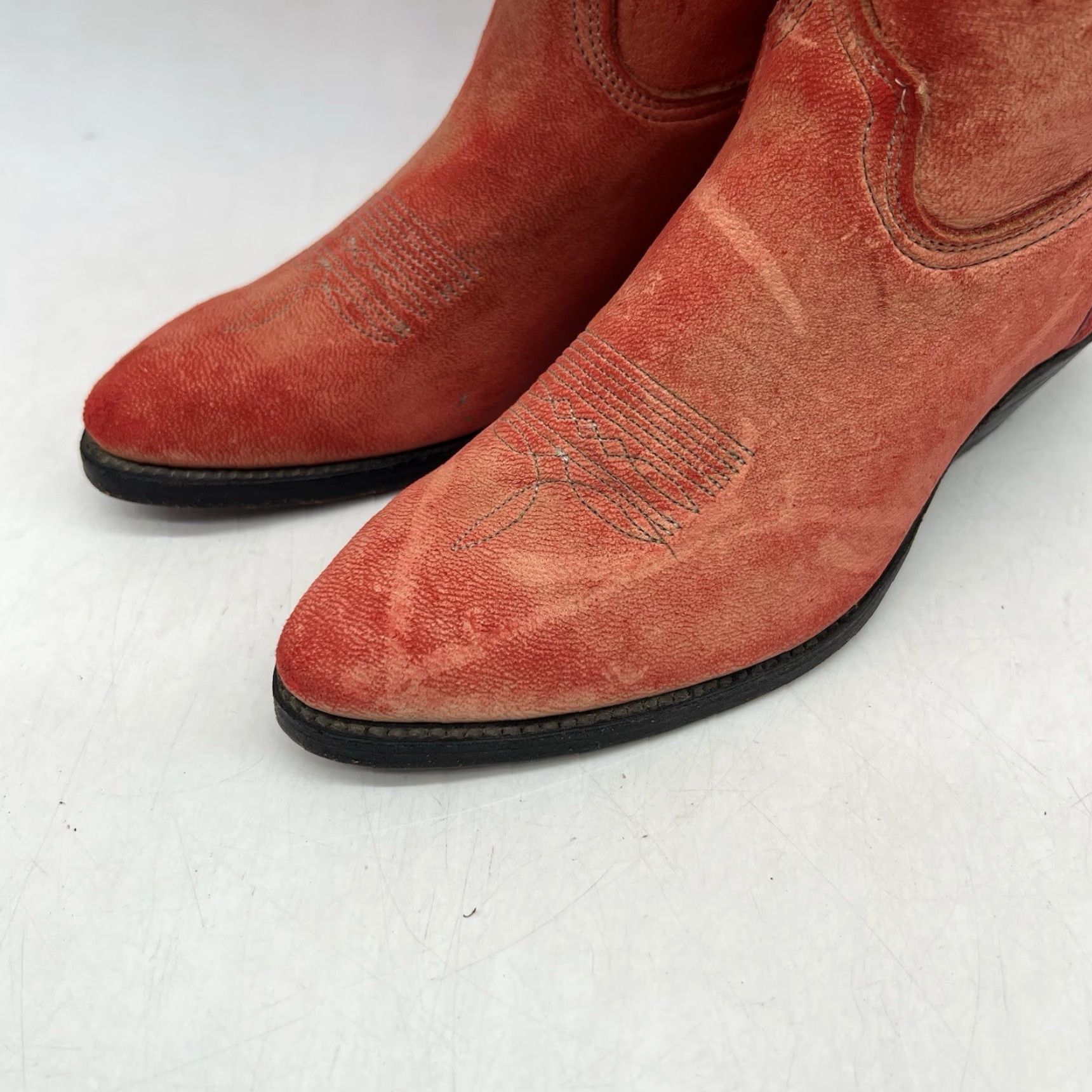Vintage ABILENE Women's Boots Cowgirl Western Knee High Leather Red Pointed Embroidered NWD 6.5M Size US 7 / IT 37 - 2 Thumbnail