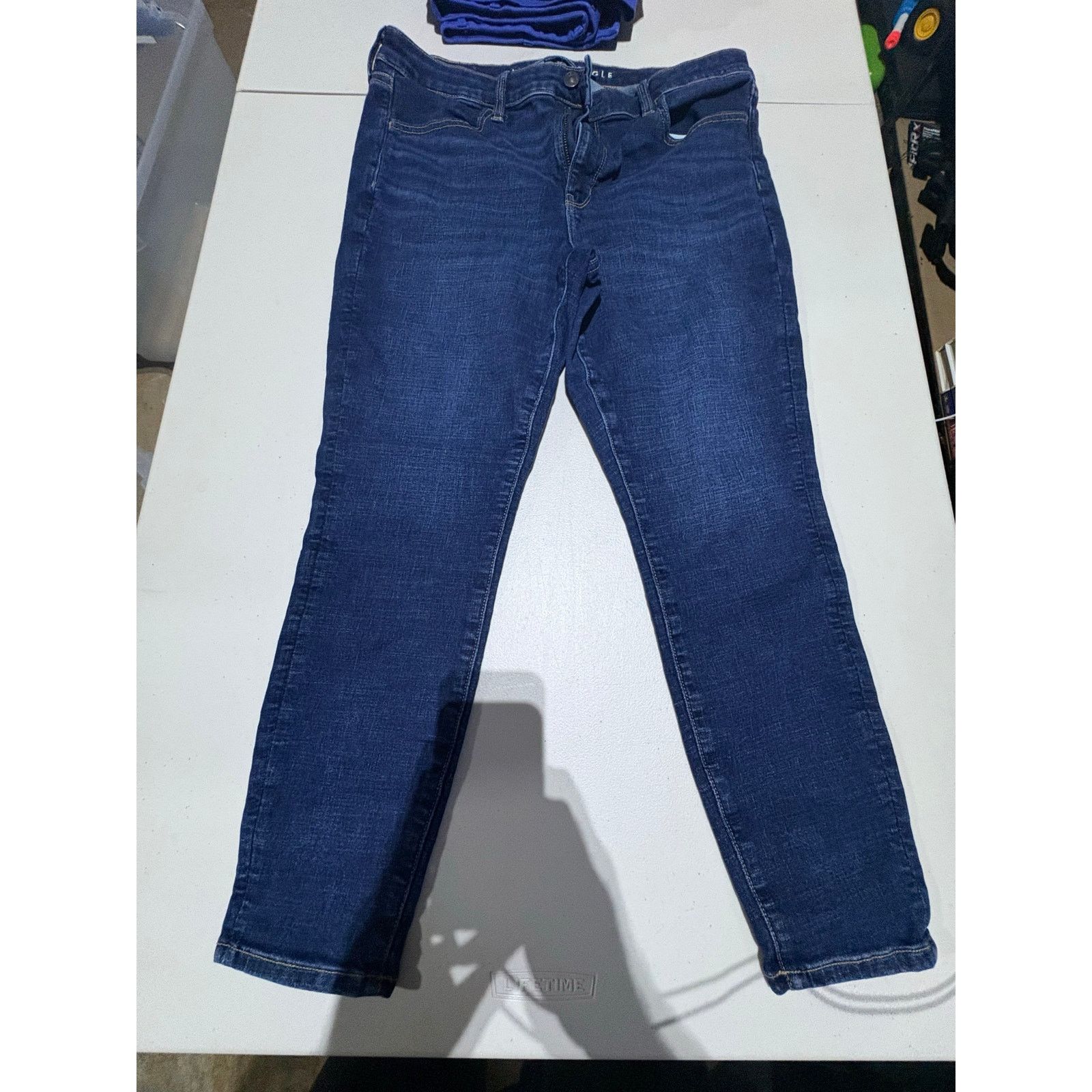 American Eagle Outfitters American Eagle Women’s Slim Straight Jeans Size 14 Dark Wash Size 36" / US 14 / IT 50 - 3 Thumbnail