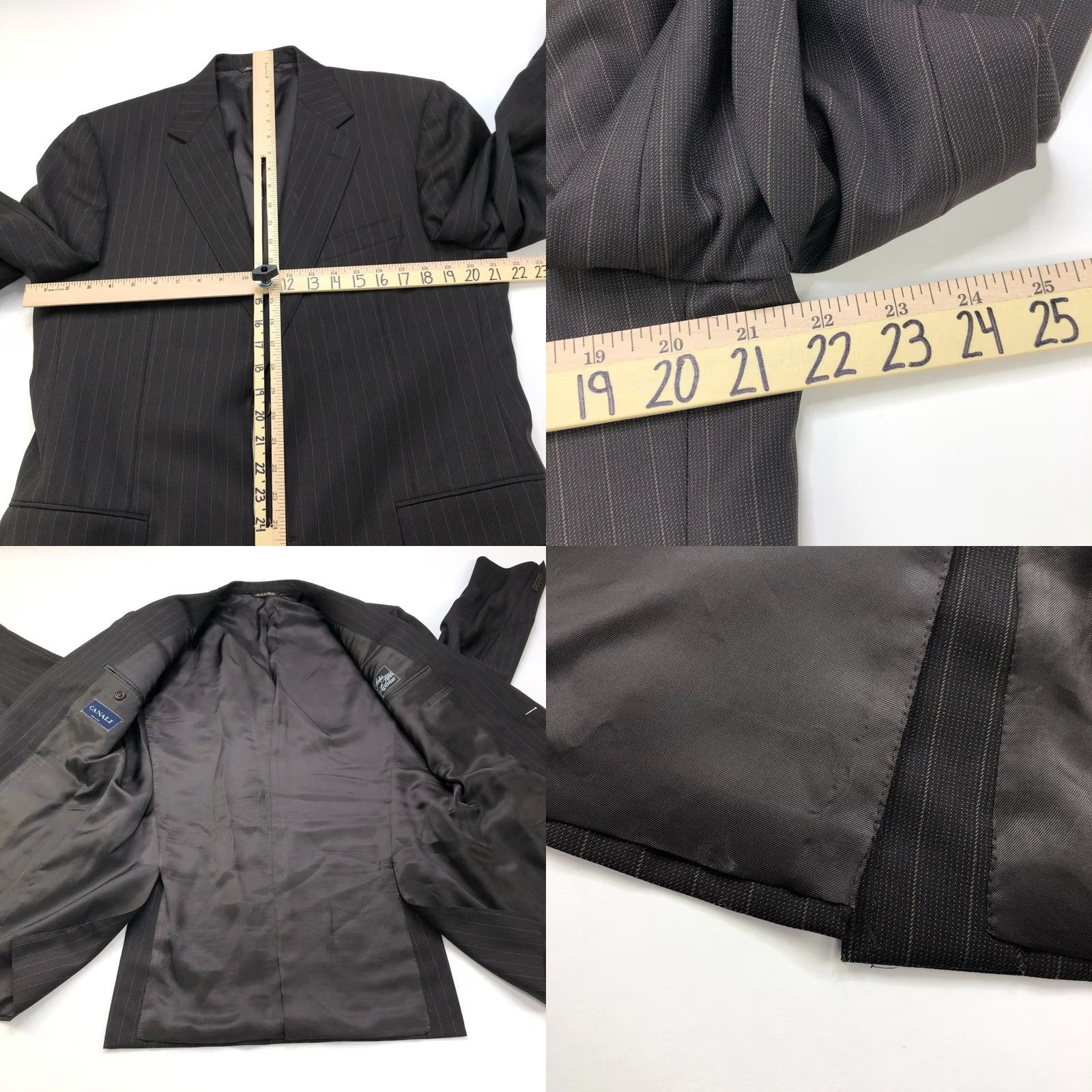 Canali Canali Men's Dark Brown Striped 100% Wool Suit Sport Coat Jacket EUR 52 Size 42R - 9 Thumbnail
