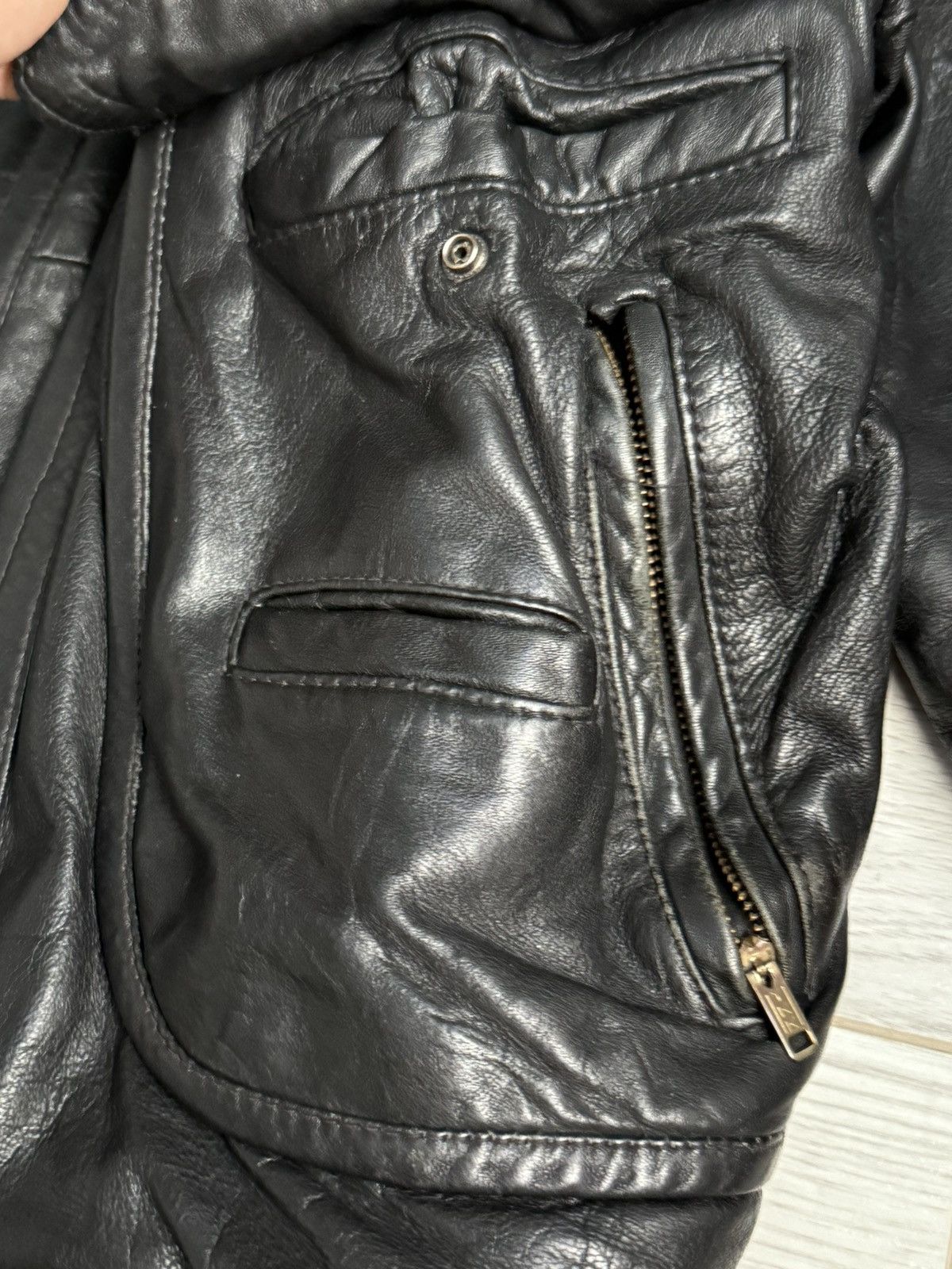 Genuine Leather × Vintage Vintage Leather Jacket 90’s hype military flight Bomber Size US L / EU 52-54 / 3 - 3 Thumbnail