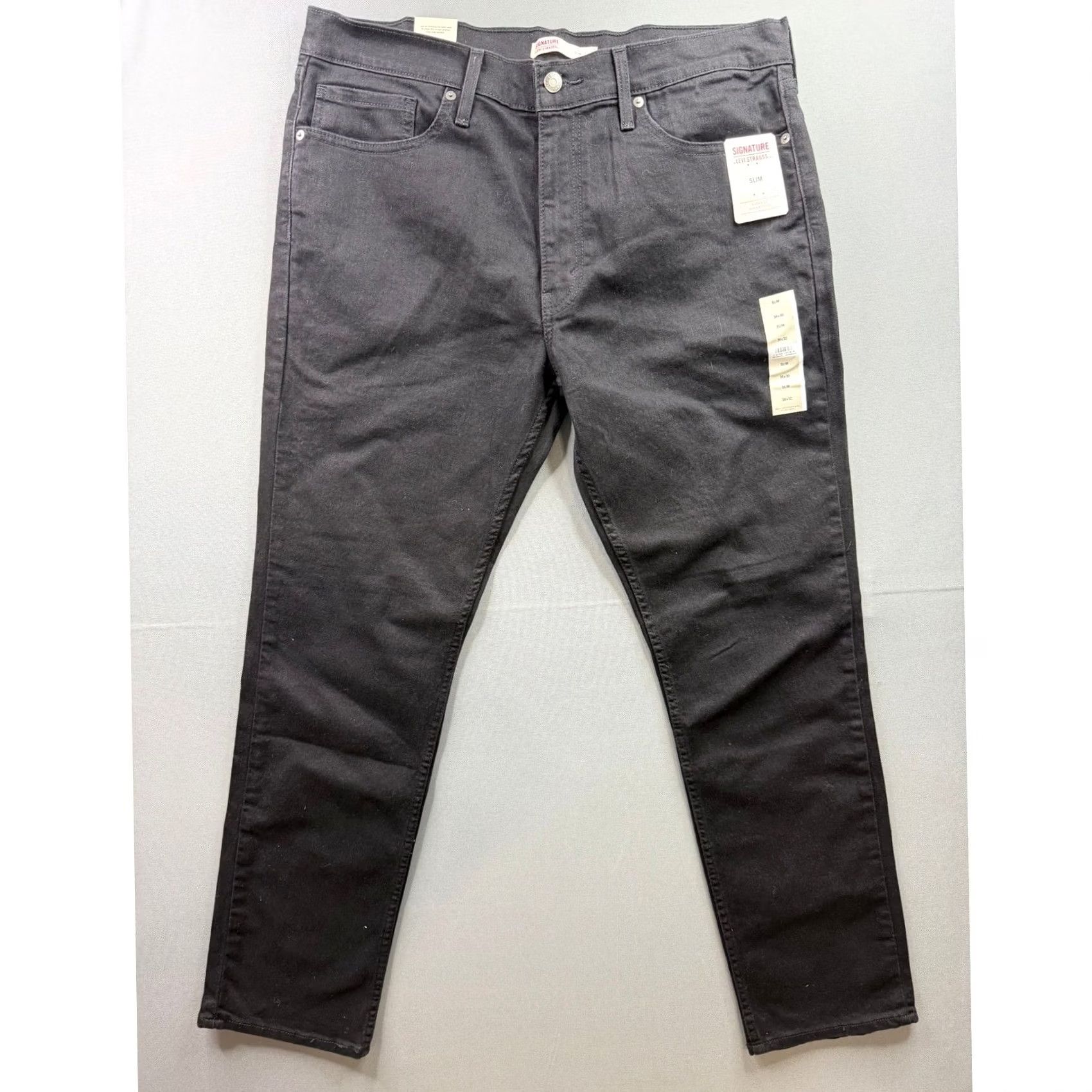 Vintage Levi Strauss Signature Slim Jeans Mens Black 36x30 Super Flex Stretch Slim Fit Denim Straight 5-Pocket Zip Button Waist 36 Mens Black Size US 36 / EU 52 - 5 Thumbnail