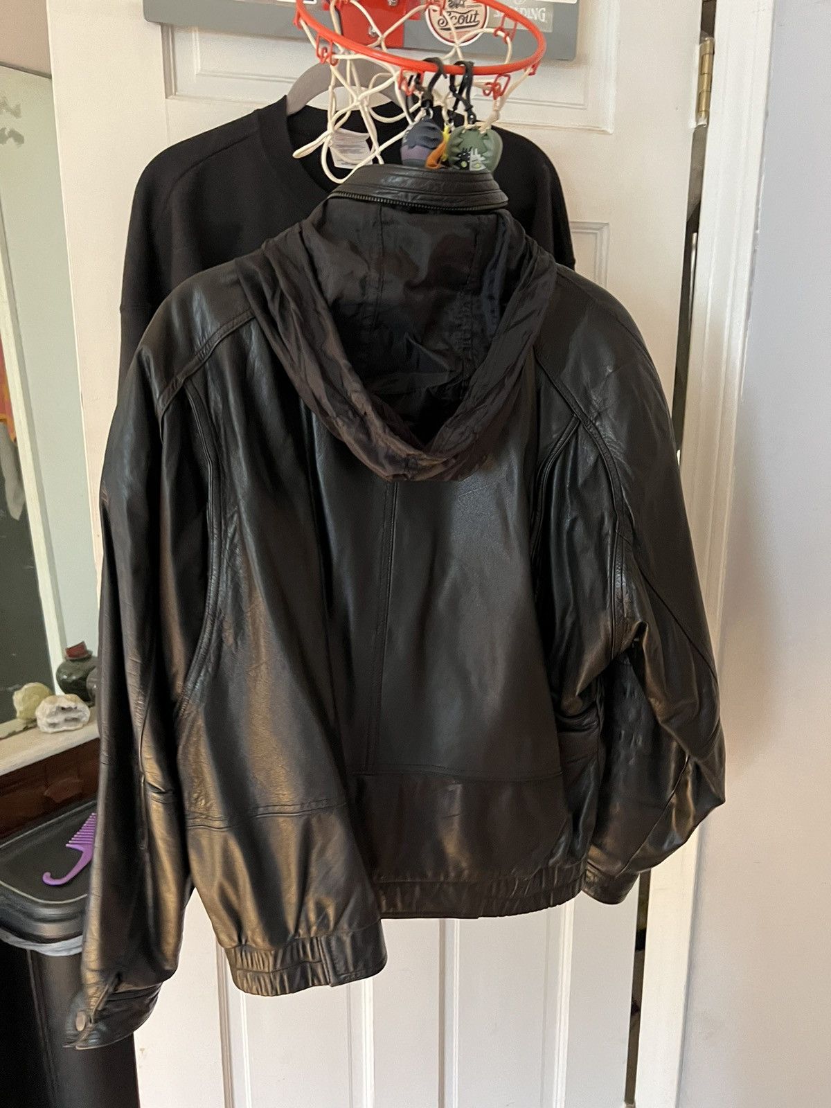 M. Julian Vintage leather bomber with attached hood
