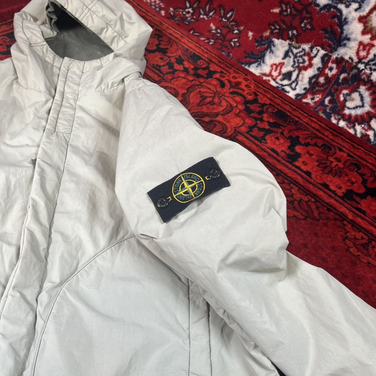 Stone Island Vintage Gorpcore Stone Island Hooded Jacket Nylon Light Grey Size US XL / EU 56 / 4 - 10 Thumbnail