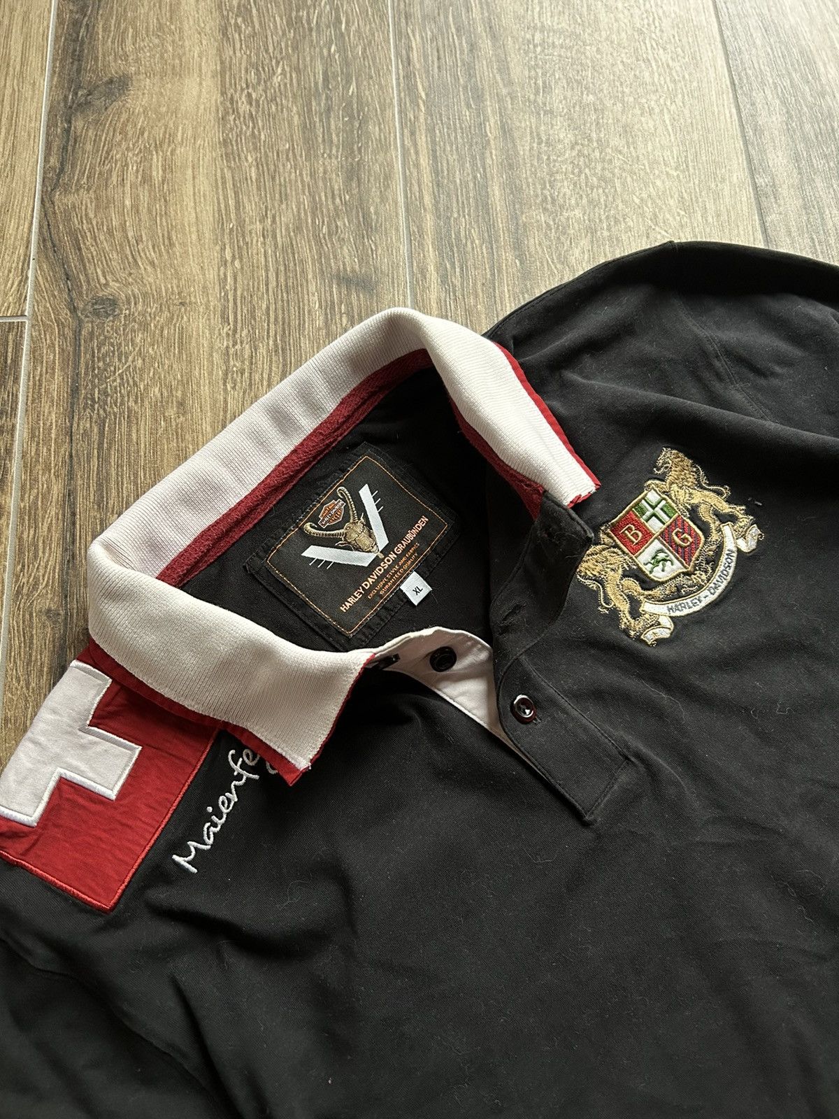 Harley Davidson × Vintage Vintage Harley Davidson Graubūnden Switzerland rugby jersey Size US XL / EU 56 / 4 - 3 Thumbnail