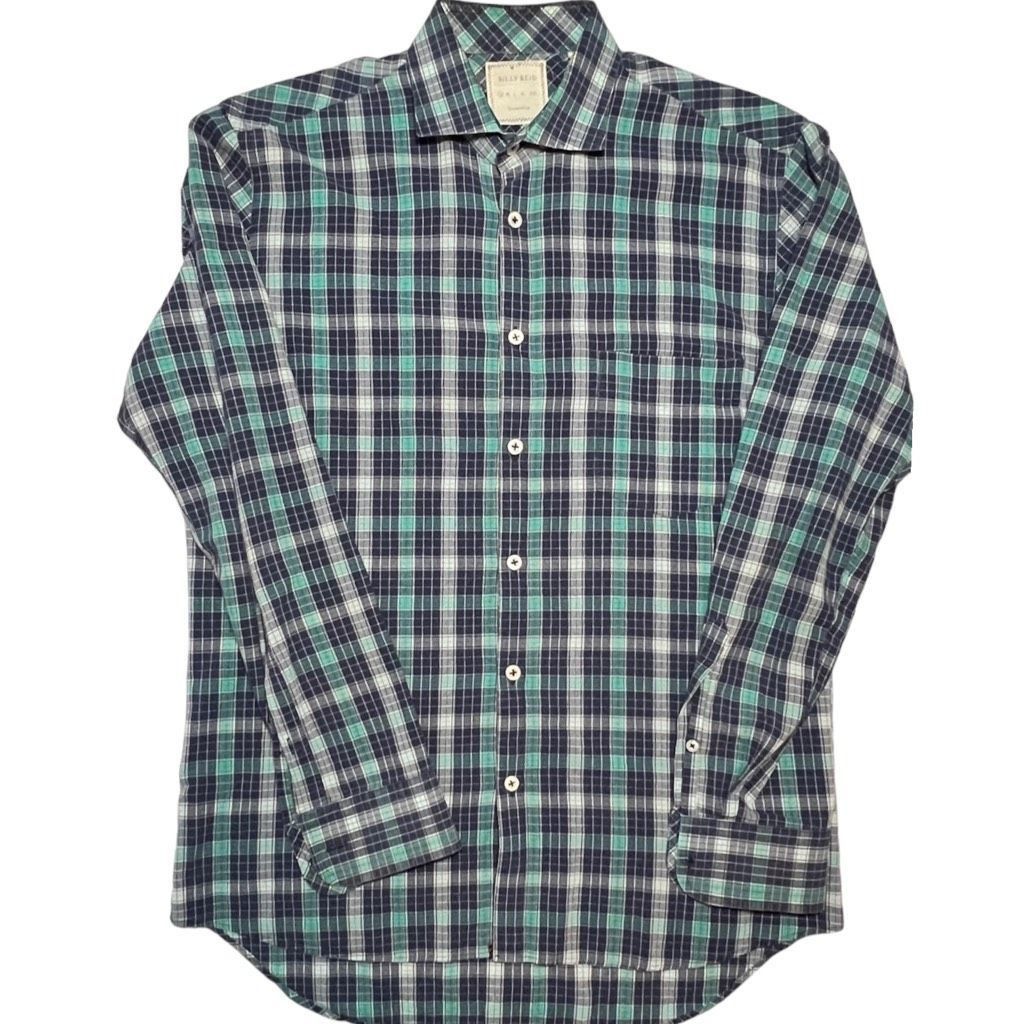 Billy Reid Billy Reid Blue Plaid Long Sleeve Button Up Standard Cut Shi Size US S / EU 44-46 / 1 - 1 Thumbnail