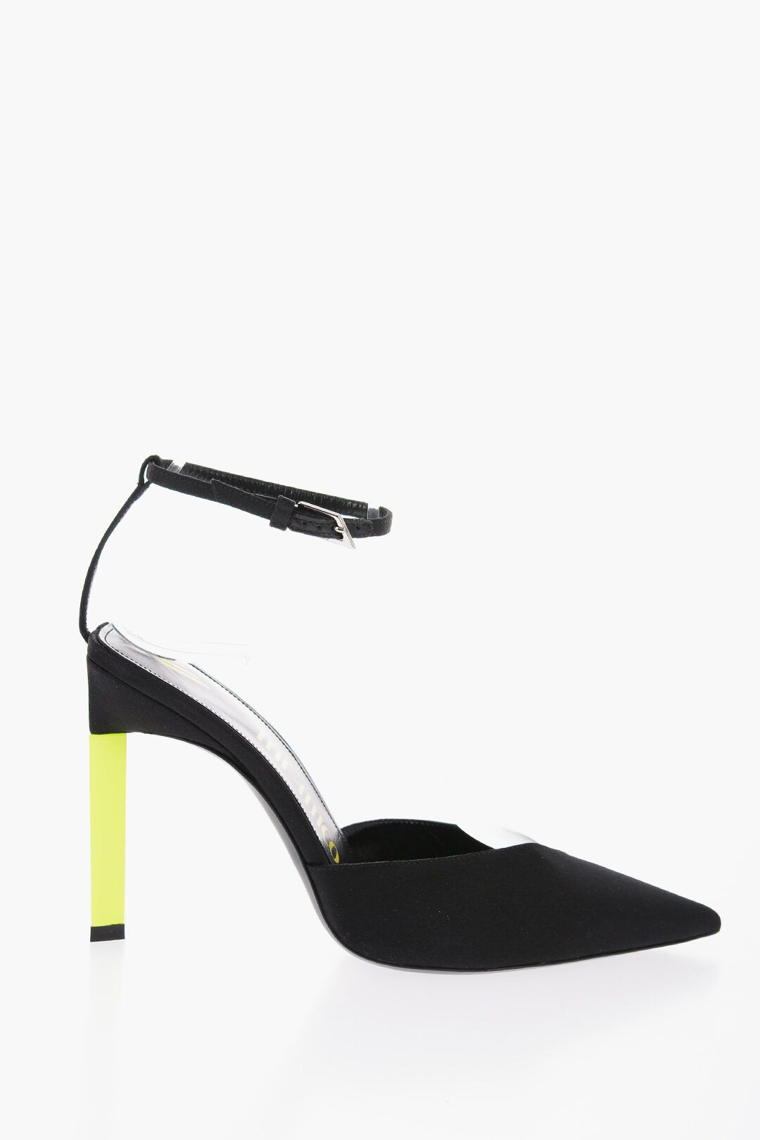 og1mm0724 Satin Perine Ankle Strap Pumps in Black