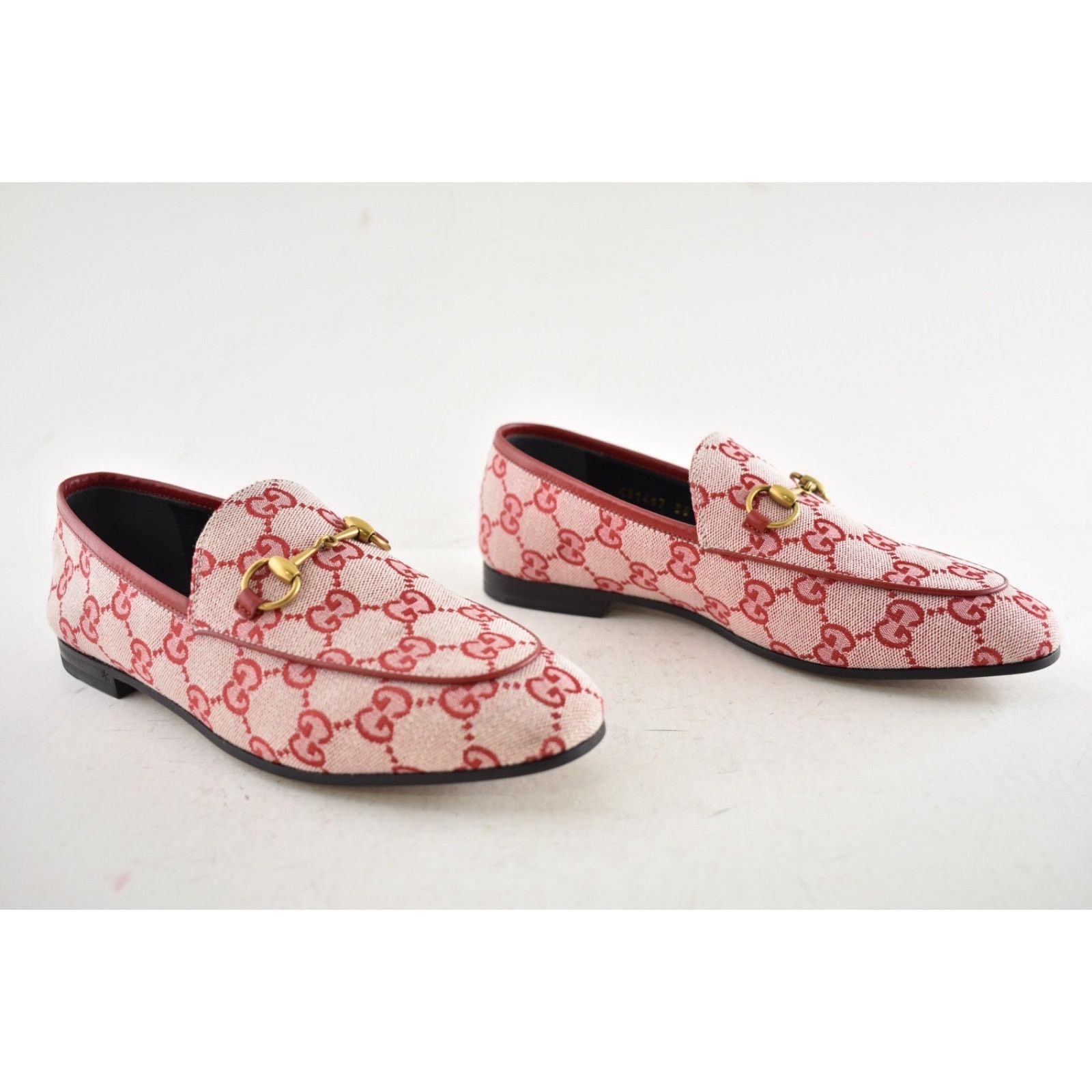 Gucci Gucci New Jordaan Hibiscus Red GG Logo Canvas Horsebit Size US 6 / IT 36 - 6 Thumbnail