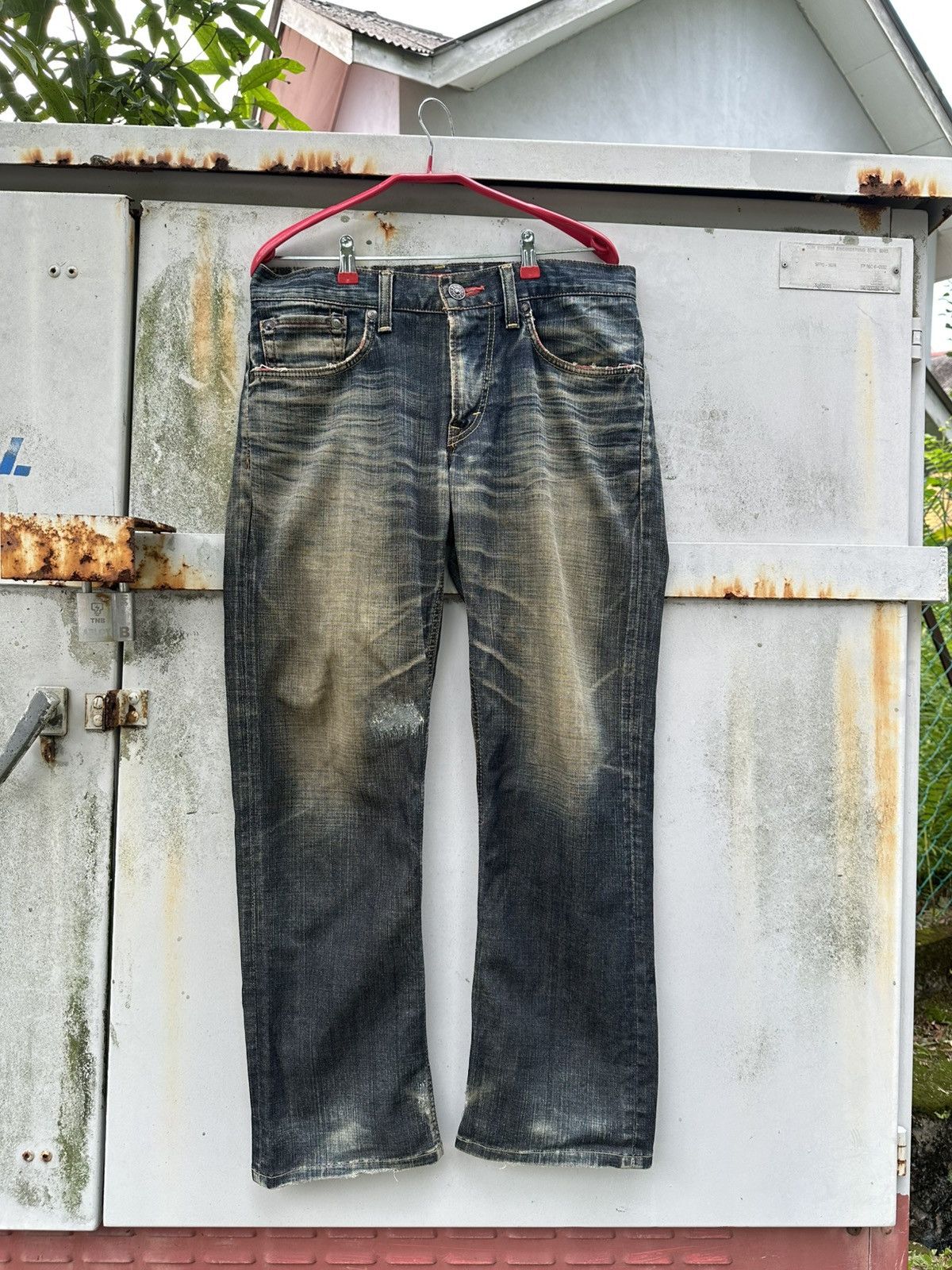 Edwin 👹Vintage THRASHED Edwin Edge Of Blue Baggy Jeans Size US 33 - 4 Thumbnail