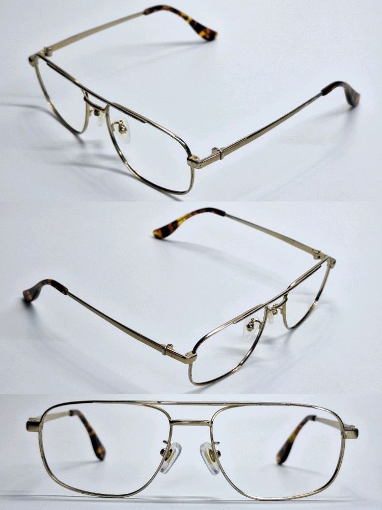 Other 1990s DUNO J-3132 Gold Double Bridge Aviator Eyeglasses Size ONE SIZE - 5 Thumbnail