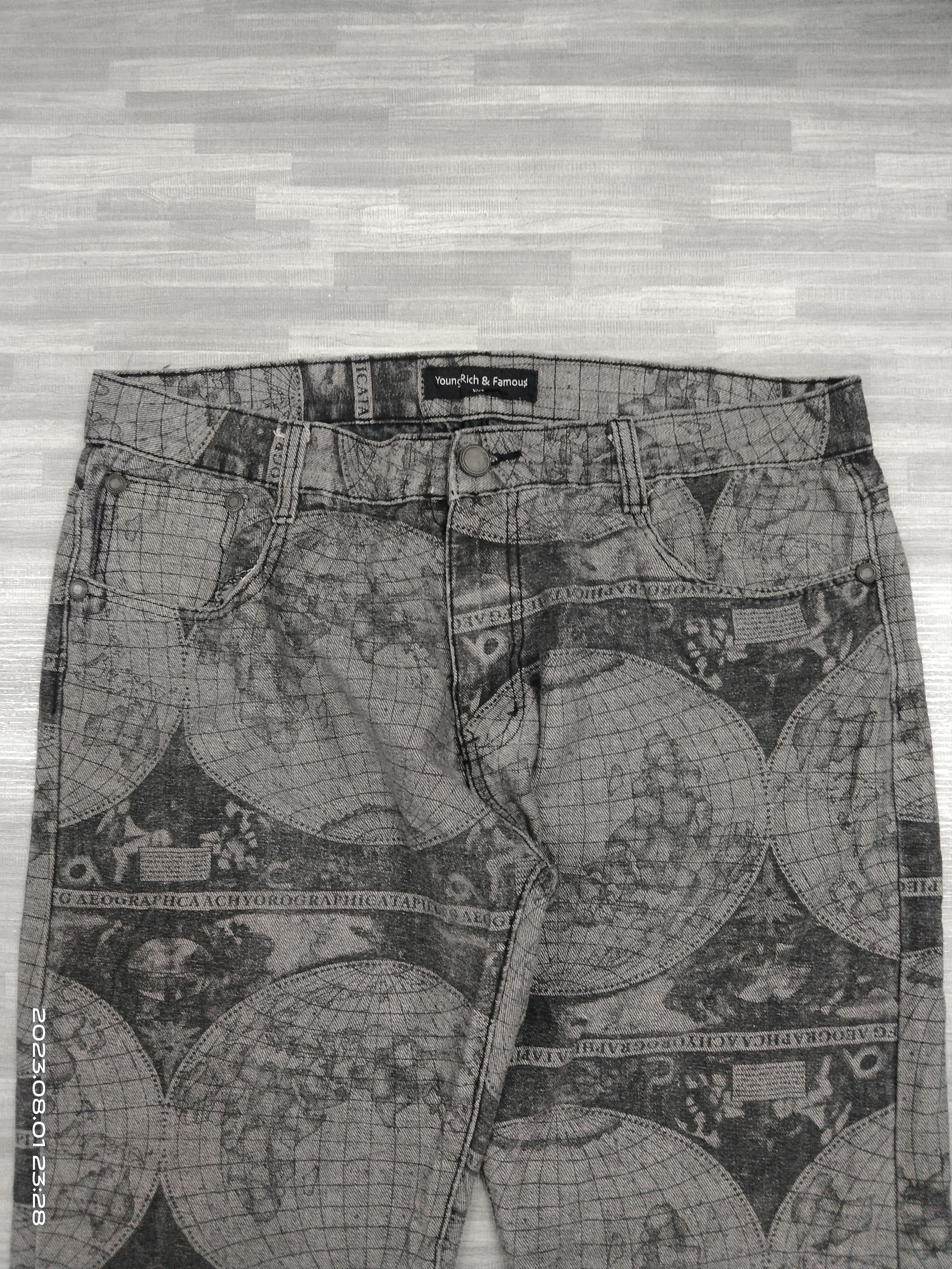 Japanese Brand RARE FULLPRINTED YOUNG RICH & FAMOUS DENIM PANTS Size US 35 - 4 Thumbnail