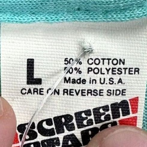 Vintage VINTAGE Screen Stars T-Shirt Mens Large Aqua Single Stitch Tee Made In USA NEW Size US L / EU 52-54 / 3 - 4 Thumbnail