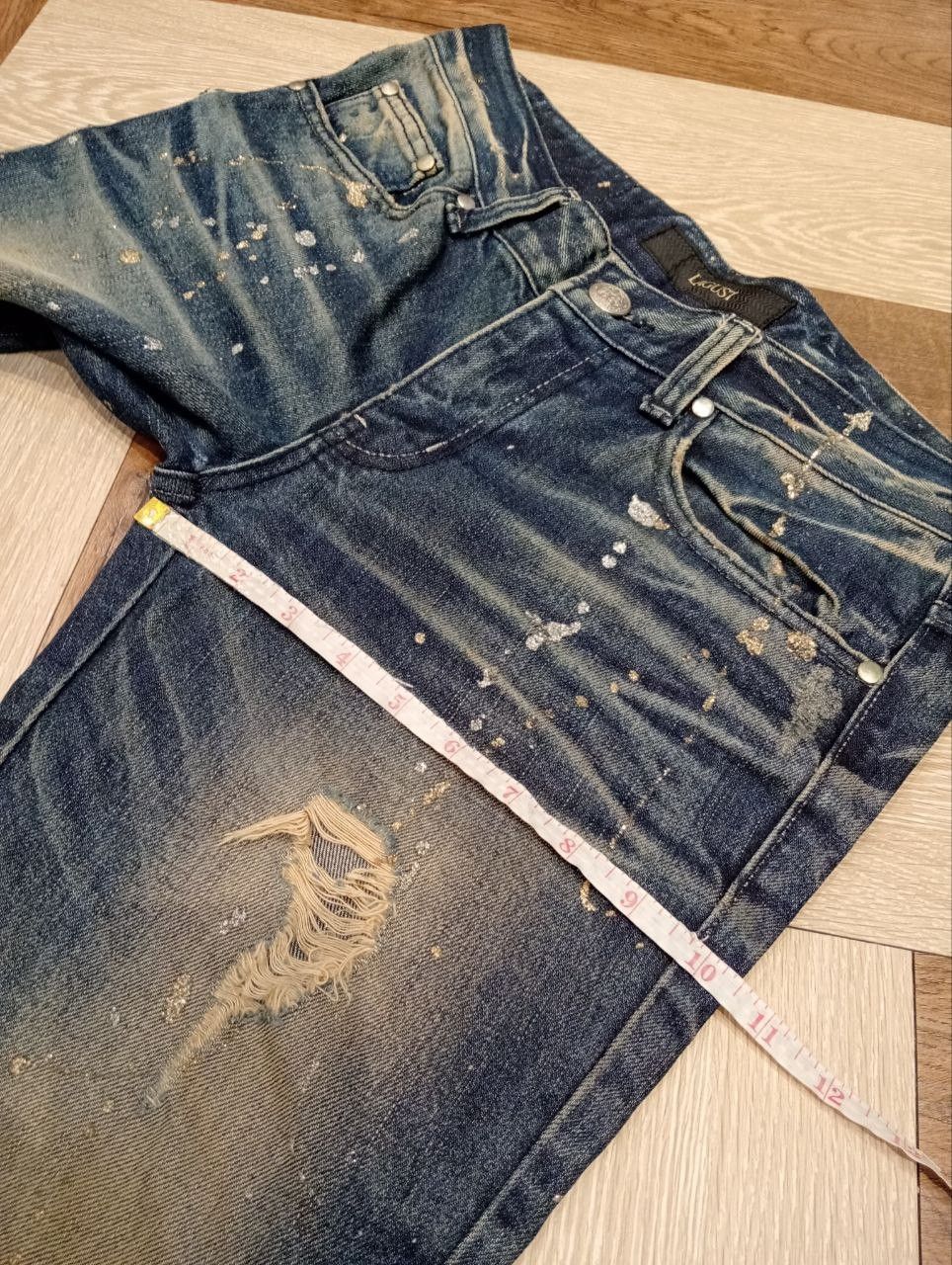 Japanese Brand LAGUST BLUE DISTRESSED ANKLE ZIP FLARED JEANS Size US 33 - 18 Thumbnail
