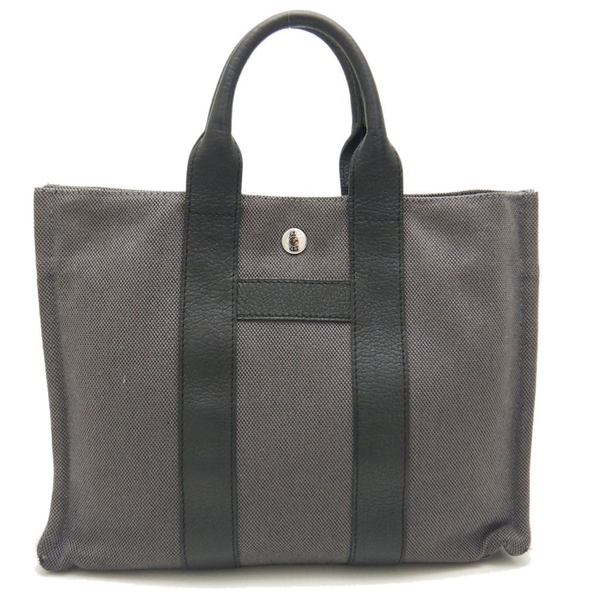 image of Hermes Sac Arne Pm Tote Bag Canvas X Leather Grey 251698, Women's