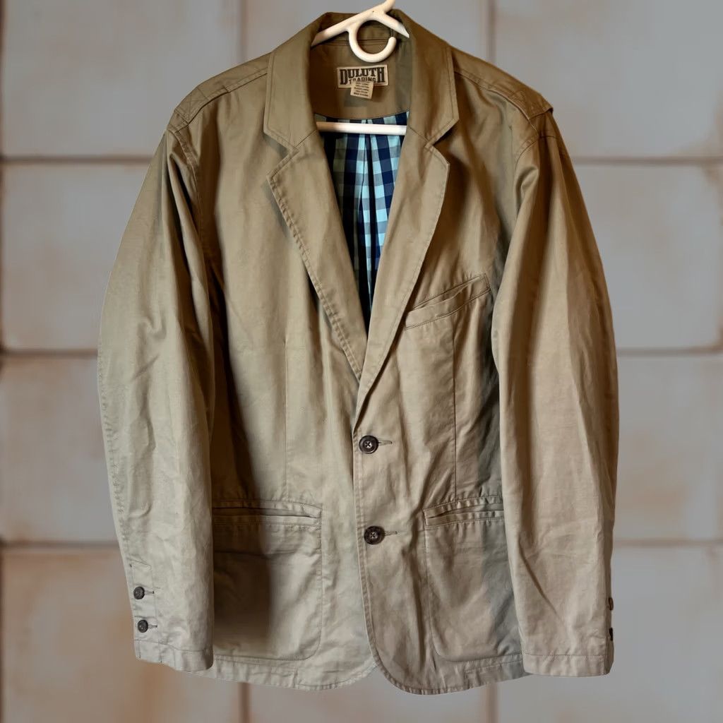 Duluth Trading Company Duluth Trading Co Blazer Shirt Jacket Men’s Large Beige Cotton Khaki Mid-Length Button Pockets Regular Presentation Jacket J1992 Size 42R - 1 Thumbnail