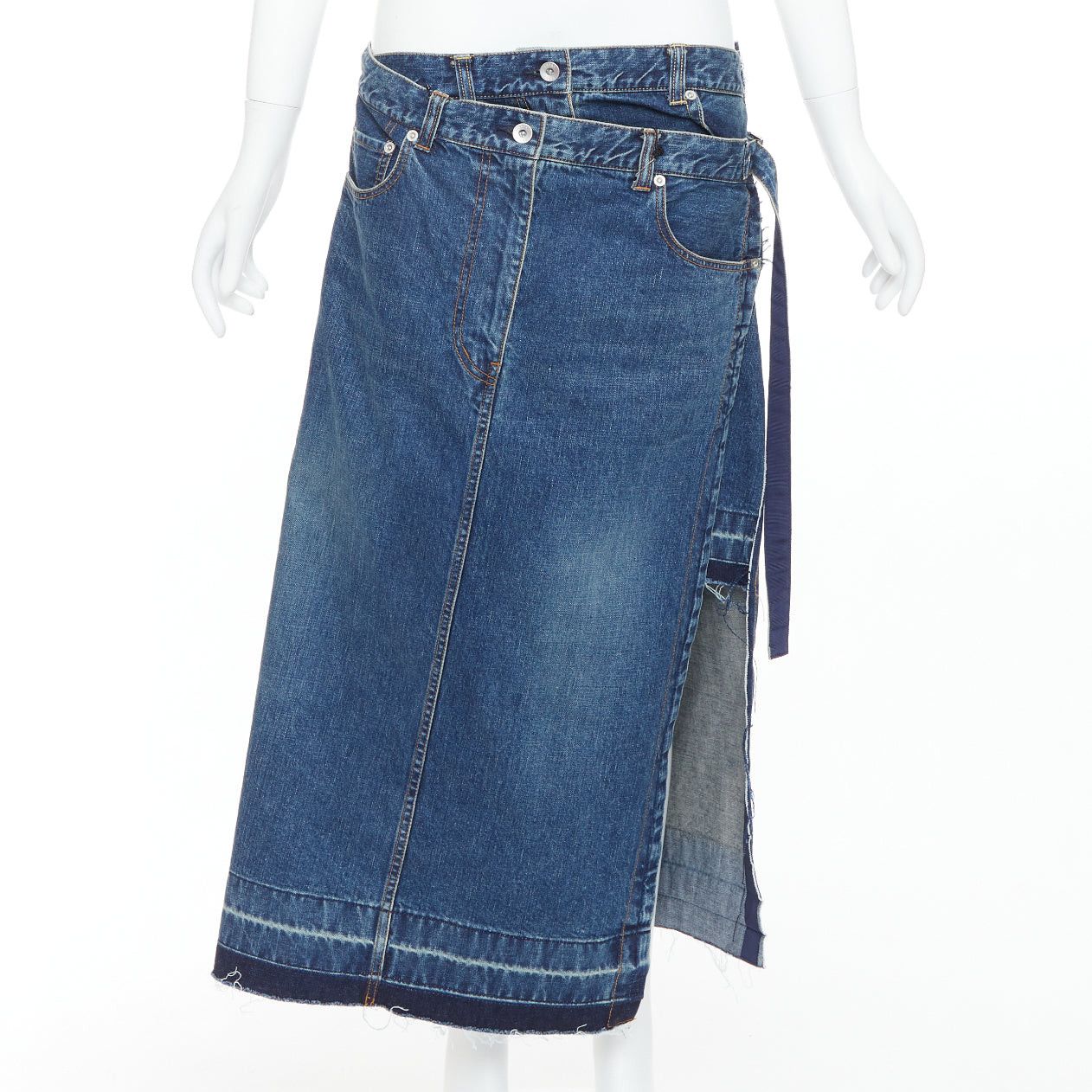 Sacai SACAI 2022 blue denim deconstructed overlapping layered skirt JP4 XL Size 32" / US 10 / IT 46 - 1 Thumbnail