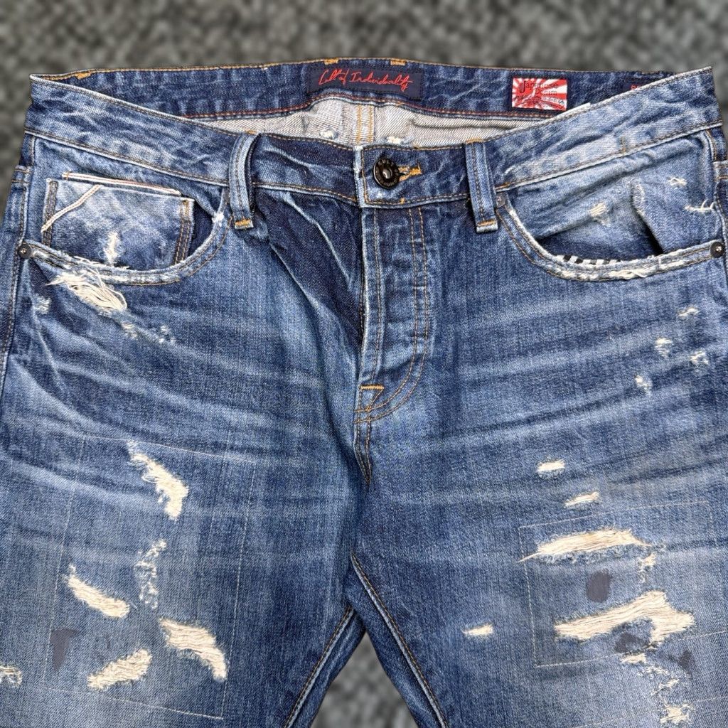 Cult Of Individuality Cult Of Individuality Rebel Straight Jeans Mens 34x34 Denim Distressed Blue 5-Pocket USA Grunge Vintage No Size US 34 / EU 50 - 1 Thumbnail