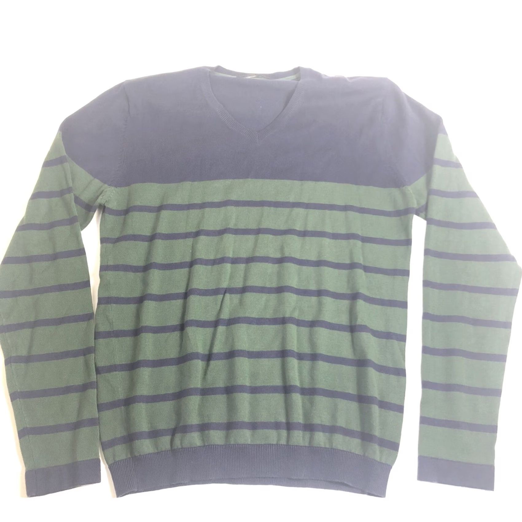 Zara Zara Sweater Sweatshirt Long Sleeve V-Neck Pullover Mens XL Blue Green Strips Size US XL / EU 56 / 4 - 2 Thumbnail