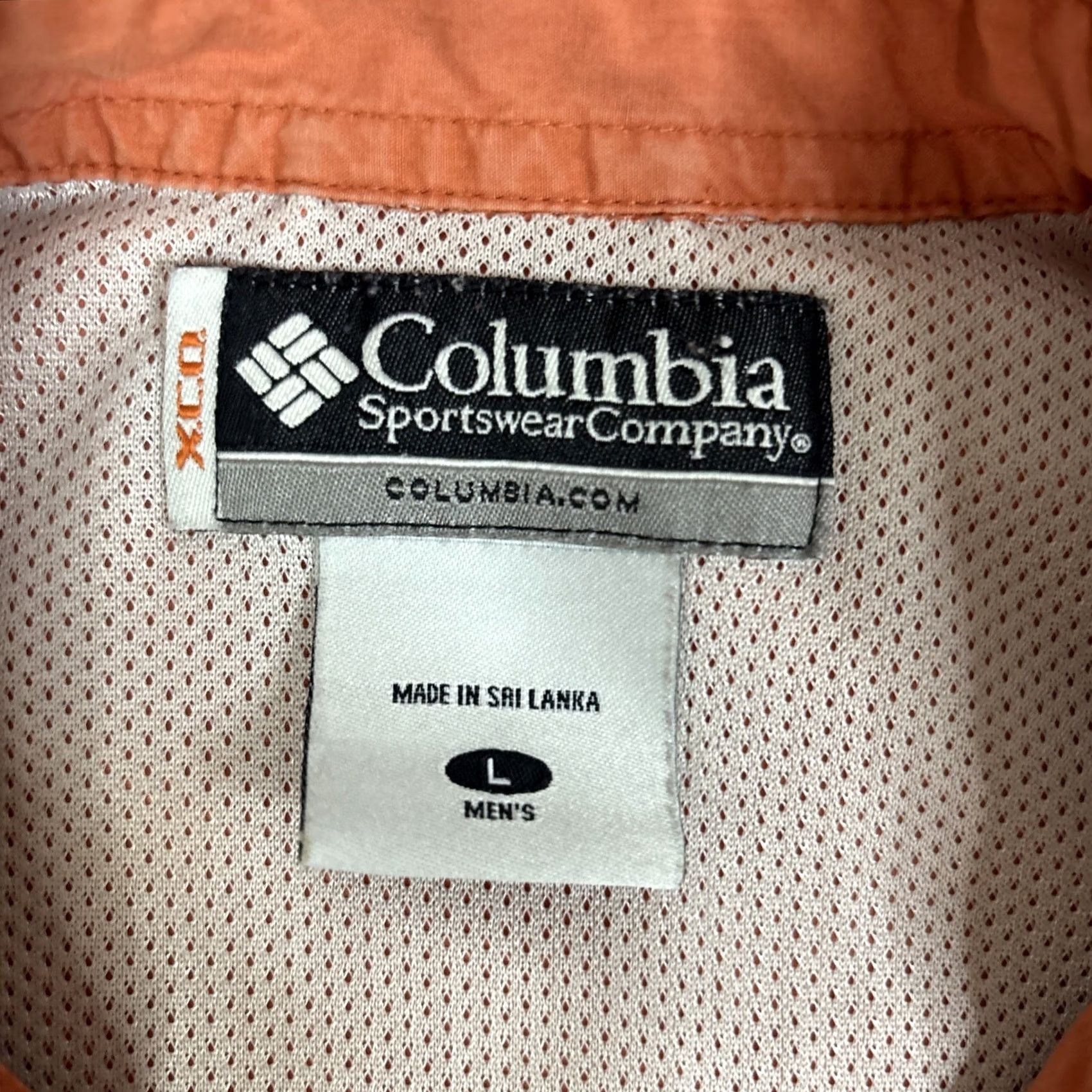 Vintage Columbia Button-Up Shirt Men L Orange Outdoor Pockets Short Sleeve XCO Fishing Size US 33 - 3 Thumbnail