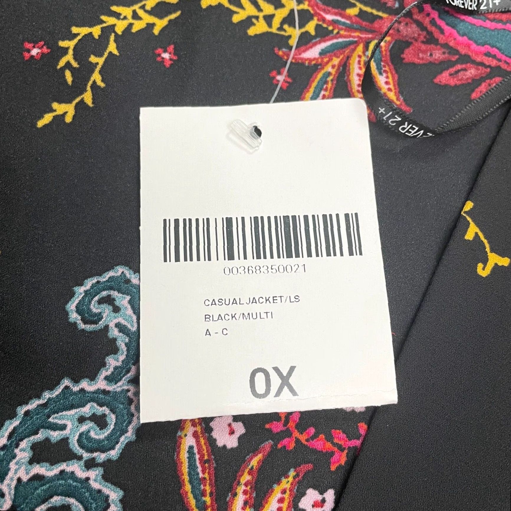 Forever 21 FOREVER 21 + Casual Jacket Womens 0X Black Multi Paisley Short Sleeve Kimono NWT Size 40" / US 18 - 4 Thumbnail