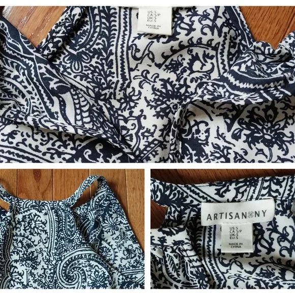 Other Artisan NY Womens S Paisley Cami Tank Black White Boho Size S / US 4 / IT 40 - 3 Thumbnail
