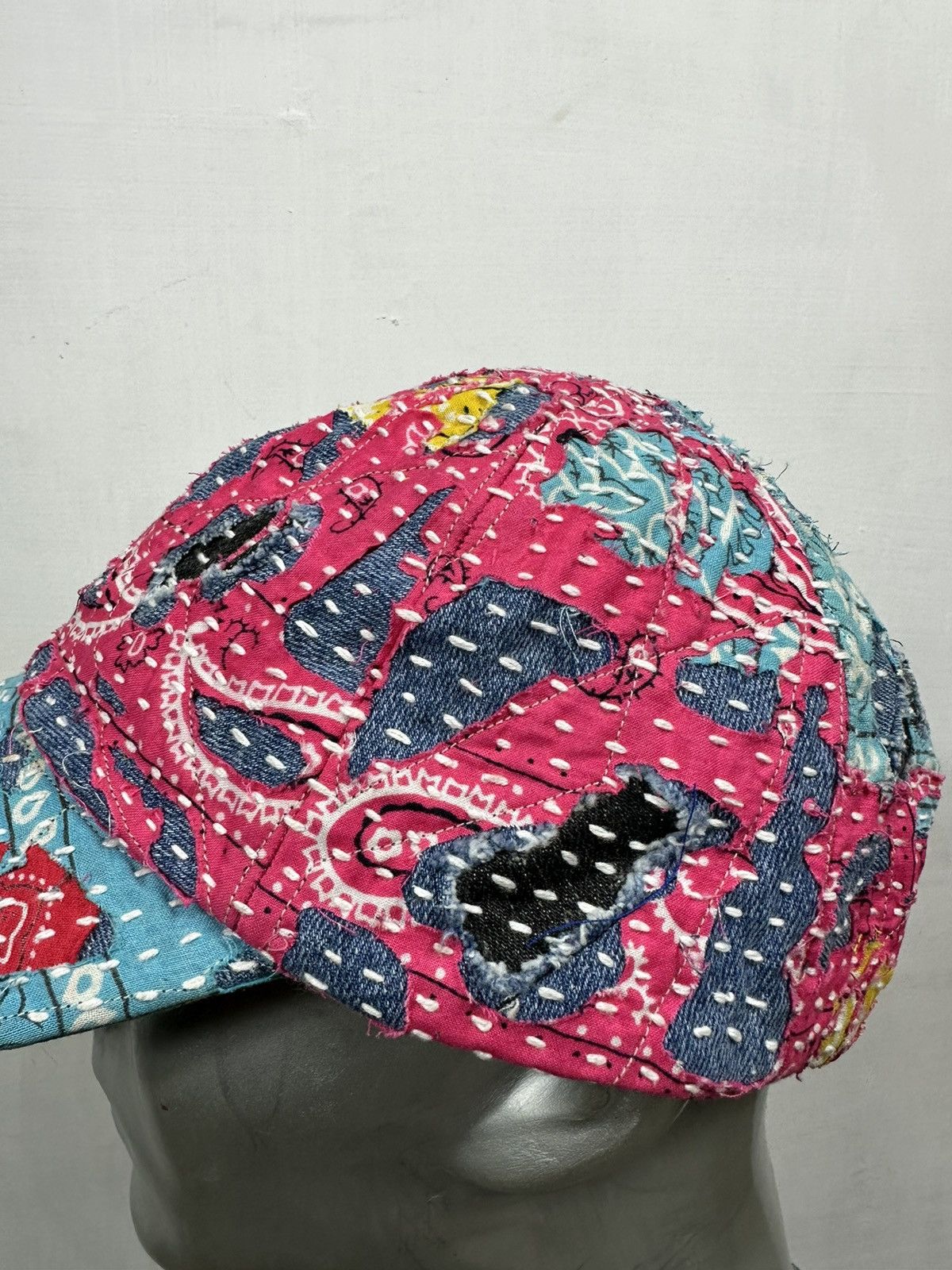 Art Comes First × Handmade Custom Made Distressed Paisley Patchwork Boro hats Size ONE SIZE - 2 Thumbnail
