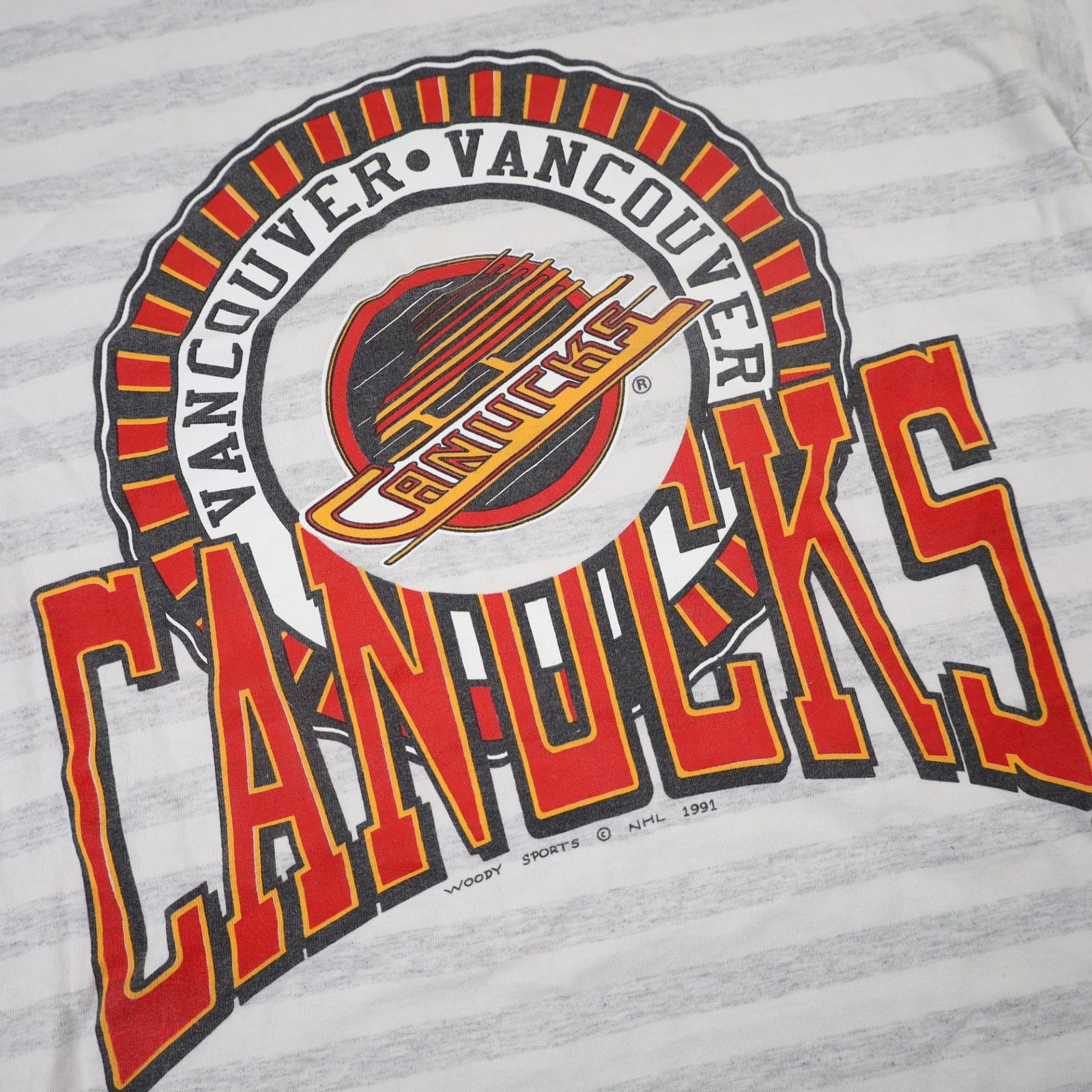 NHL × Vintage VTG 90s Woody Sports Vancouver Canucks Hockey Graphic Shirt Size US L / EU 52-54 / 3 - 3 Thumbnail