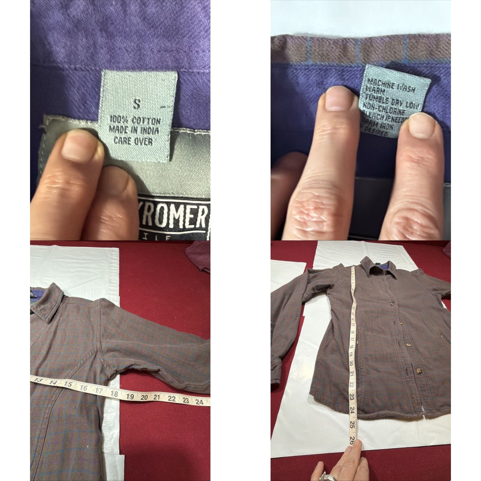 Vintage Stormy Kromer Shirt Plaid Purple Brown Flannel Long Sleeve Button Pockets Womens Size S / US 4 / IT 40 - 8 Thumbnail