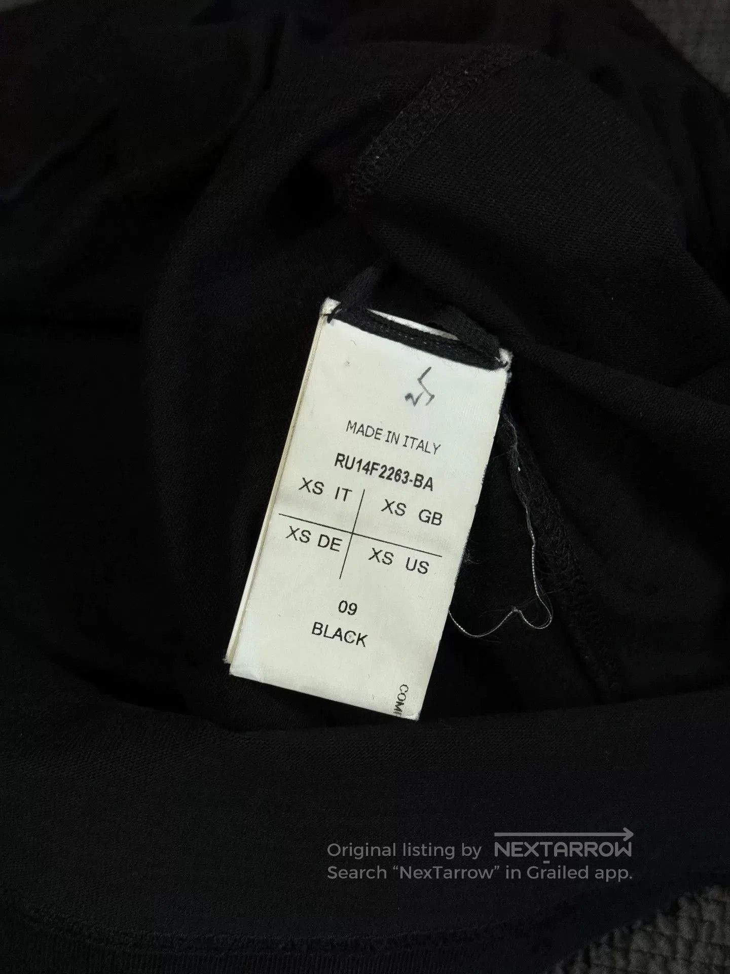 Rick Owens Rick Owens Black Long Sleeve Tee. Size US XS / EU 42 / 0 - 6 Thumbnail