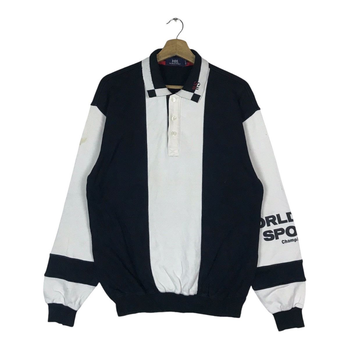 Vintage Vintage World Polo Collar Pullover Jumper Sweatshirt Size US L / EU 52-54 / 3 - 1 Thumbnail