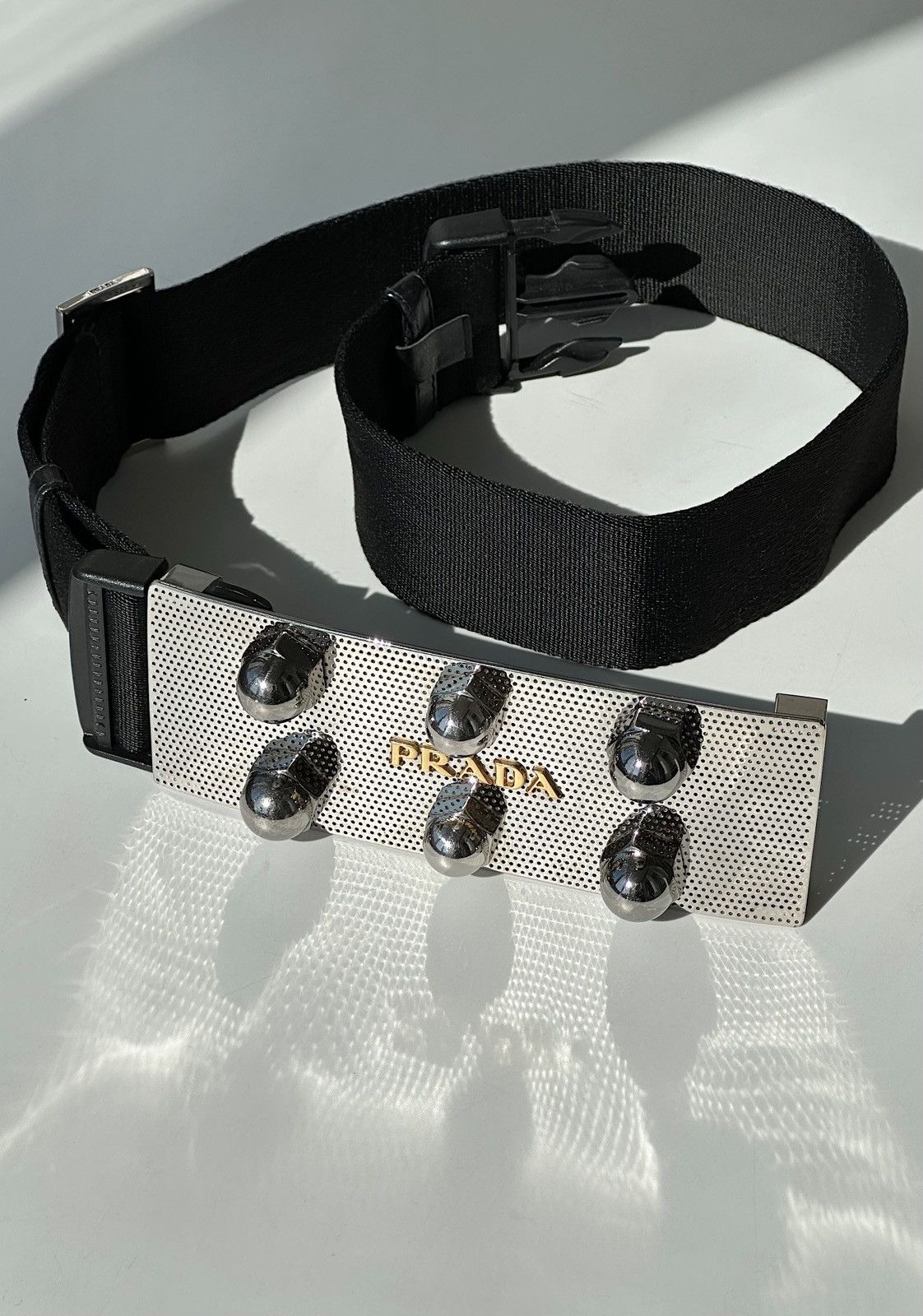 Prada PRADA FW 2007 Massive Studded Screws Logo Metal Belt runway Size ONE SIZE - 2 Thumbnail