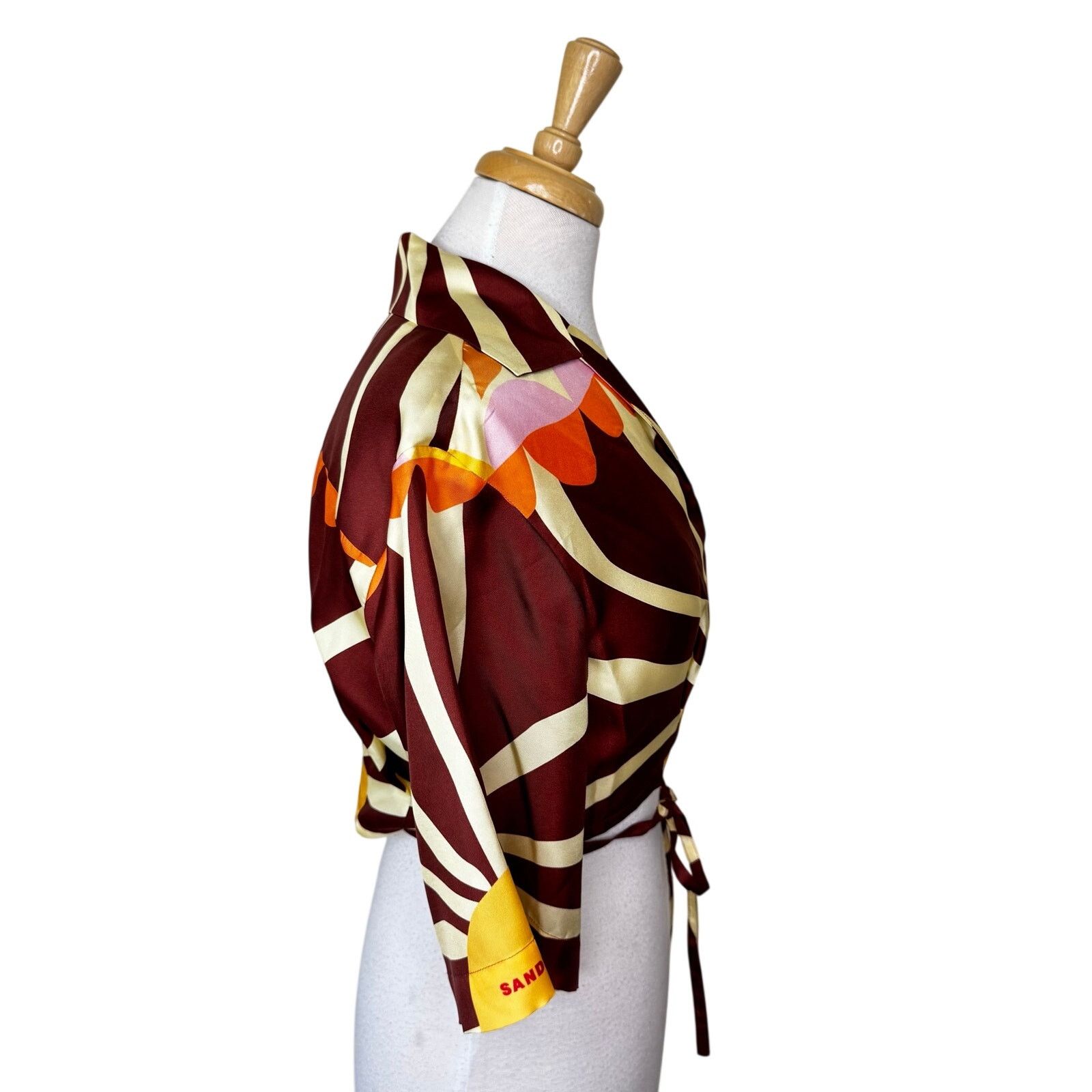 Sandro SANDRO x Louis Barthlemy Assia Silk Cropped Wrap Top Size XS / US 0-2 / IT 36-38 - 5 Thumbnail