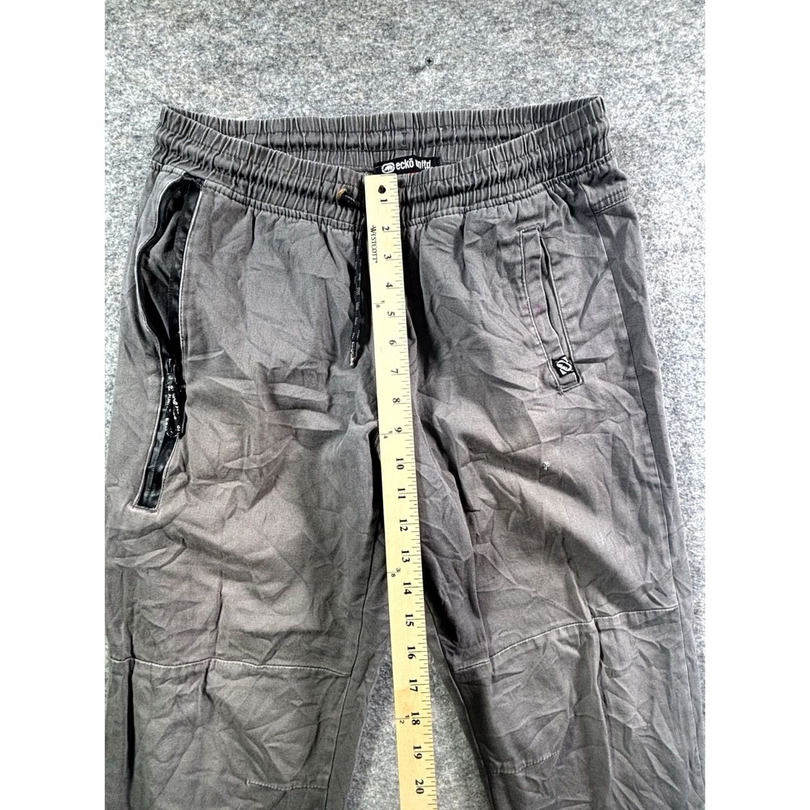 Ecko Unltd. Ecko Unltd Sweatpants Mens Large Gray Rhino Logo Joggers Distressed Stained Ribbed Pockets Elastic Waist Size US 33 - 4 Thumbnail